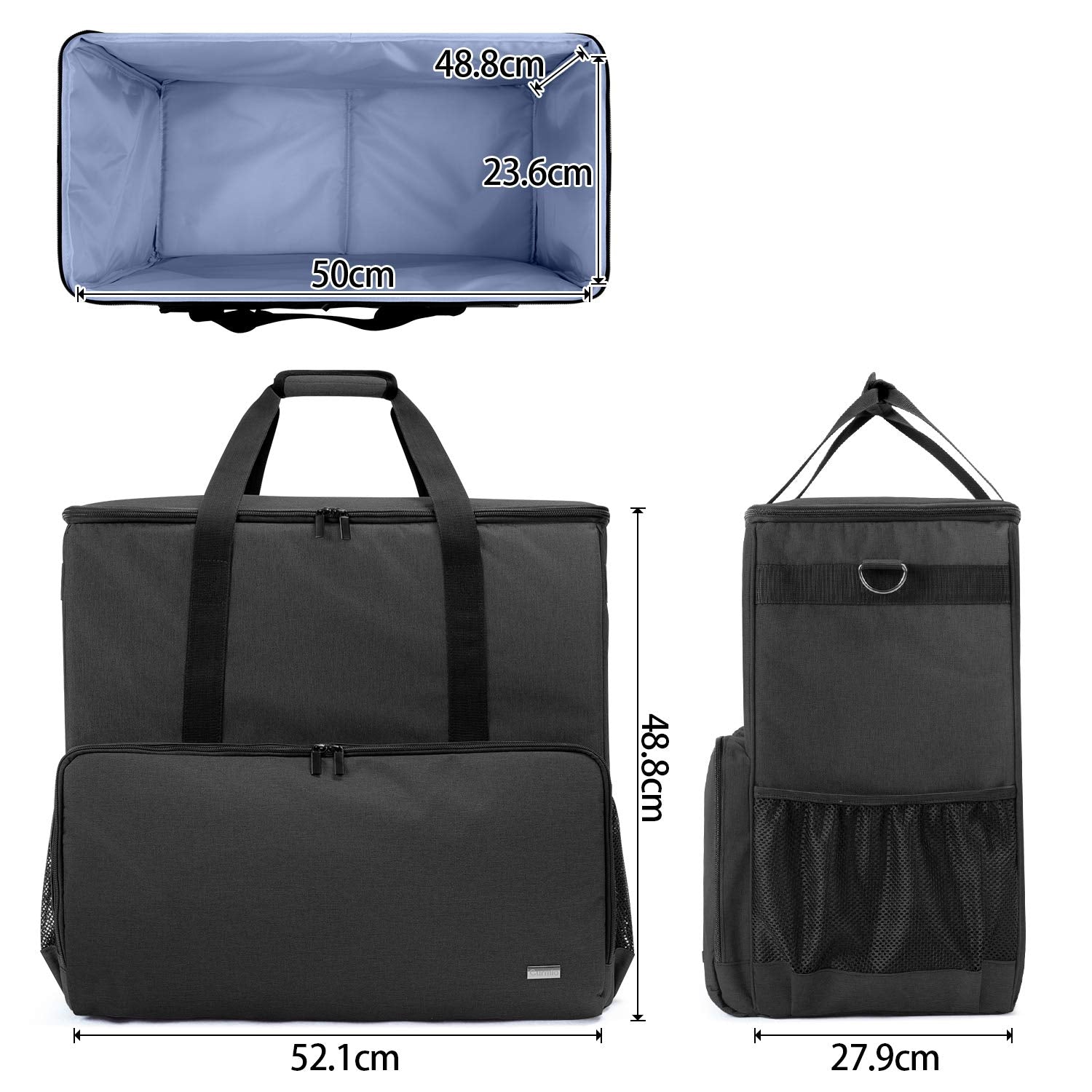 Curmio Desktop Computer Travel Bag, Carrying Case For Computer Tower Pc Chassis, Keyboard, Cable And Mouse, Bag Only, Black