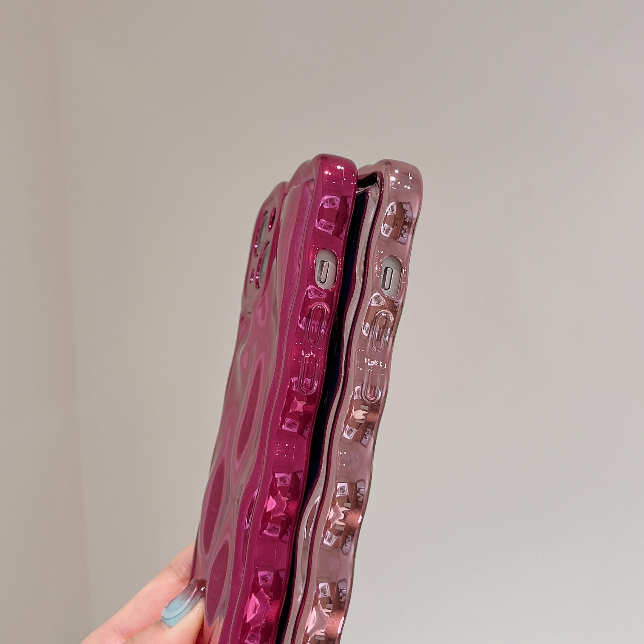 Fabspark Case For Iphone 16 Pro Max,3D Meteorite Bubble Pattern Electroplate Plating Glitter Curly Wavy Frame Glossy Case,Soft T