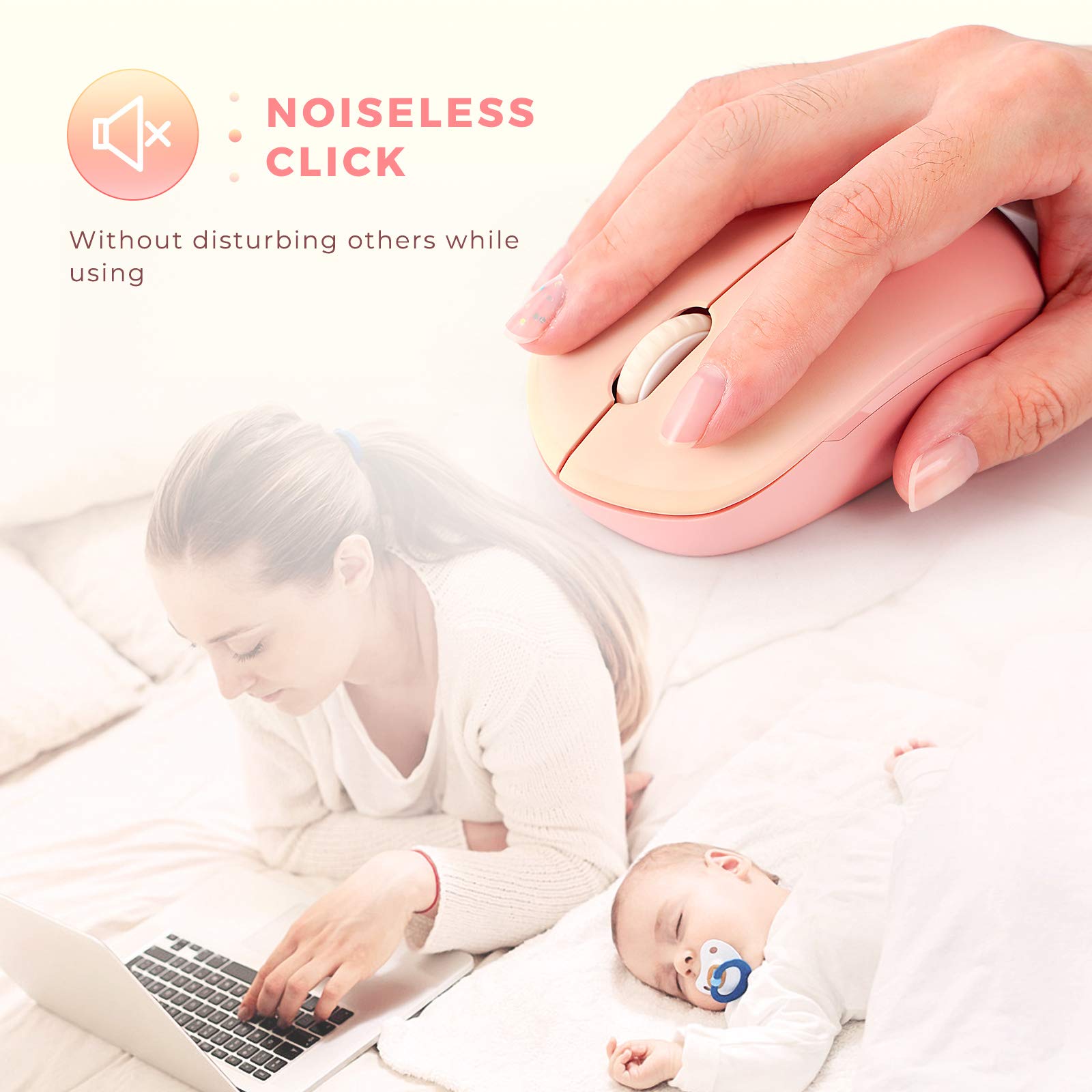 Seenda Wireless Mouse, 2.4G Noiseless Mouse With Usb Receiver Portable Computer Mice For Pc, Tablet, Laptop, Notebook With Windo