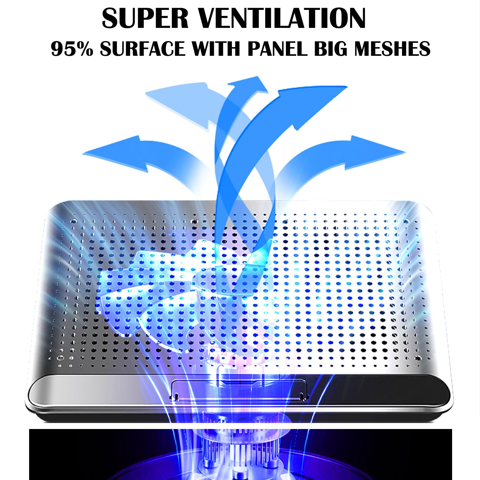 16Inch Single Fan Lap Chill Mat   Aluminum Panel Laptop Cooling Pad, Heat Protection Laptop Cooler, Adjustable Foldable Long Sta