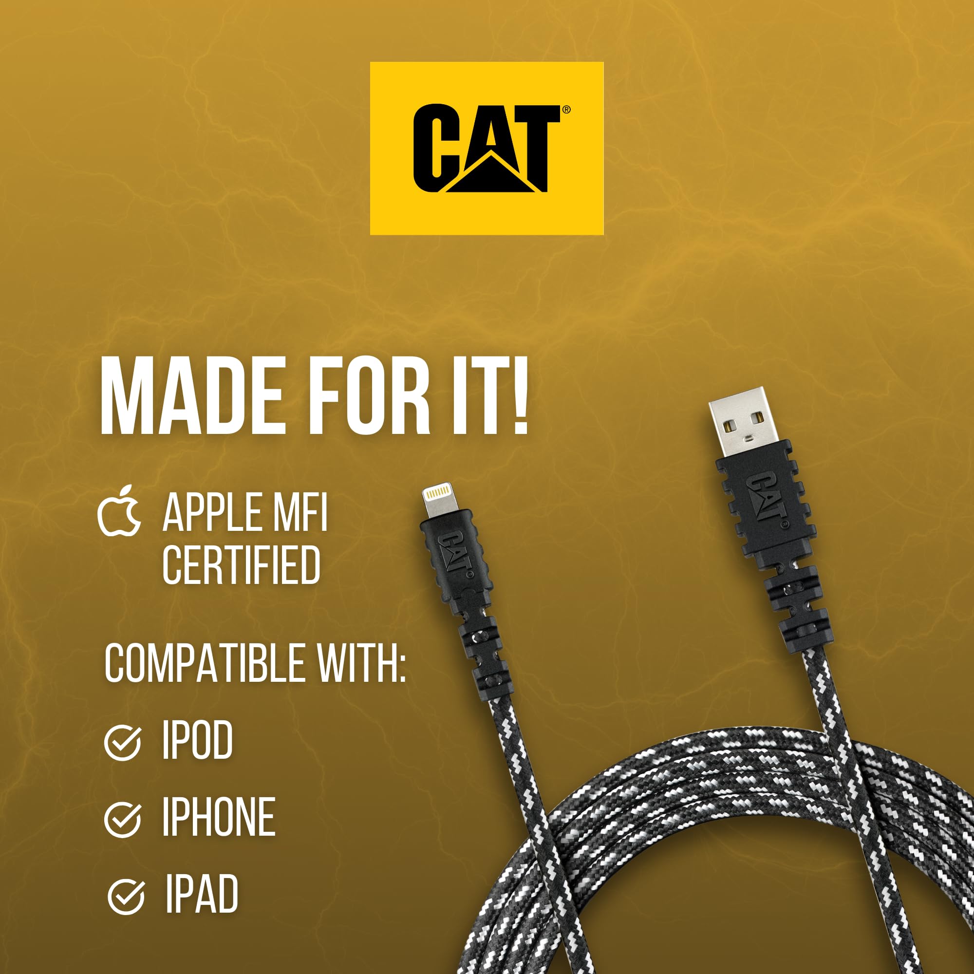 Cat Charger Cable   Iphone Charger Fast Charging 10 Ft Long Apple Certified Lightning Cable   Usb A Male To Male   Apple Mfi Certified Ultra Strong + Durable Ipad/Iphone Charging Cable