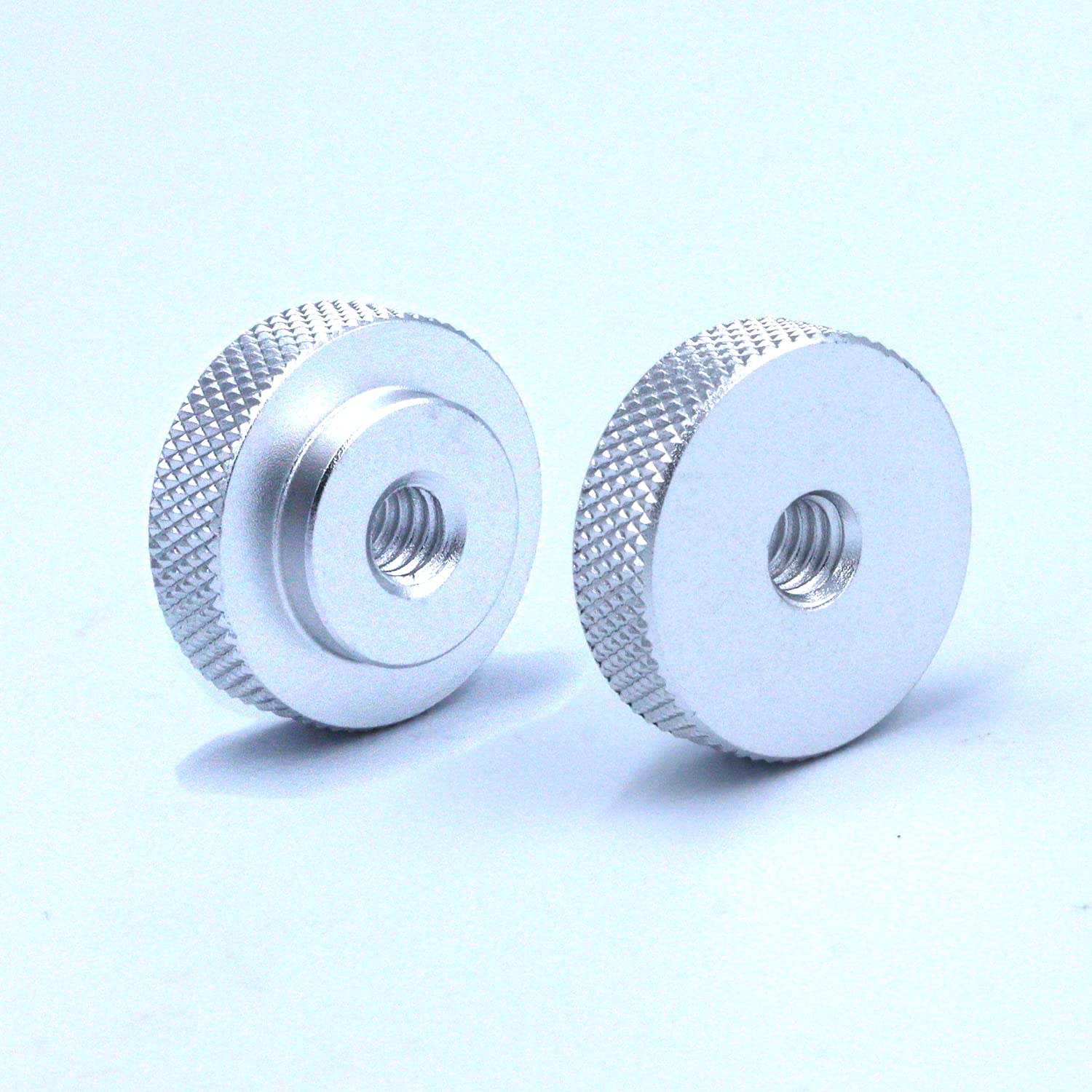 2 Pack 25Mm Large Knurled Edge 1/4'' 20 Female Thumb Wheel Lock Nut Adapter (Silver)