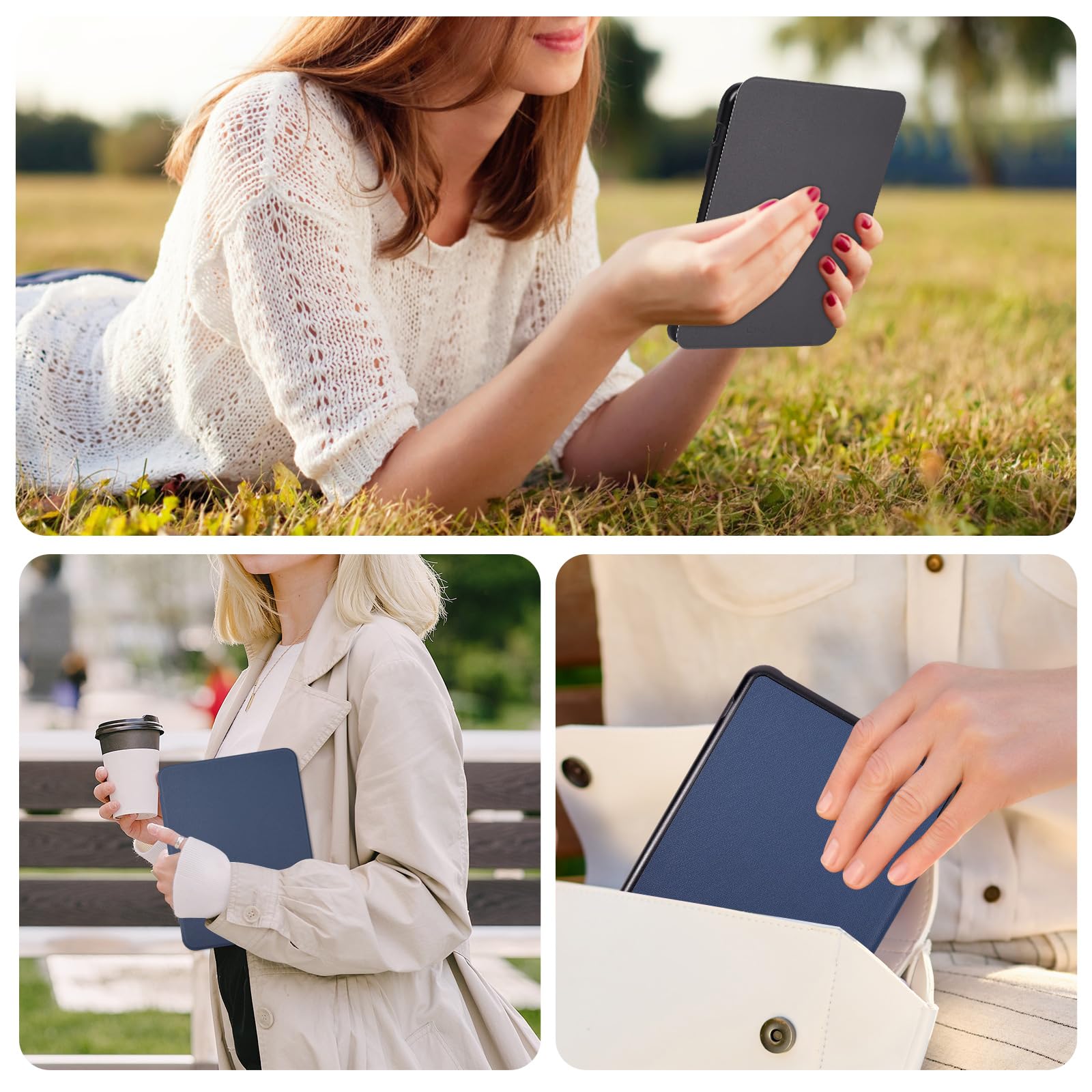 Caweet Case For Nook Glowlight 4 Plus 7.8'' 2023 Release, Ultra Lightweight Pu Leather Shell Cover With Magnetic Closure, Blue