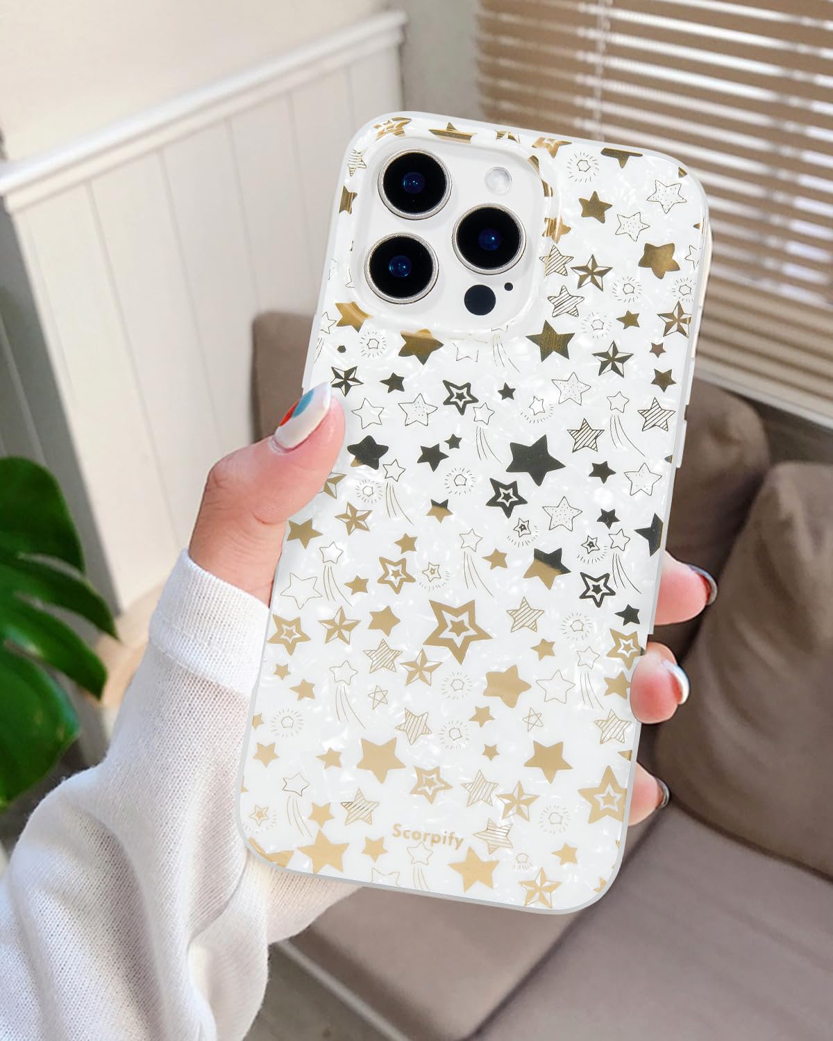 Scorpify For Iphone 16 Pro Max Case [Compatible With Magsafe] With Shining Pearl Star Design, Cute Clear Magnetic Phone Cover Fo