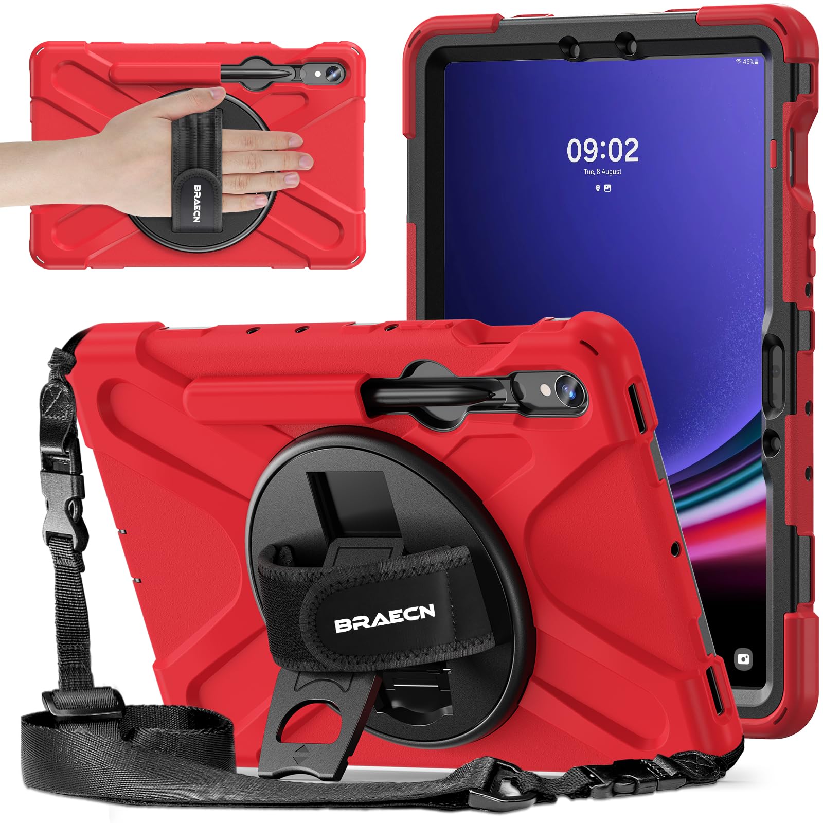 Braecnstock For Samsung Galaxy Tab S9 Fe/S9/S8/S7 5G Case 10.9''/11'' 2023/2022/2020 Shockproof Protective Galaxy Tab S9 Fe/S9/S