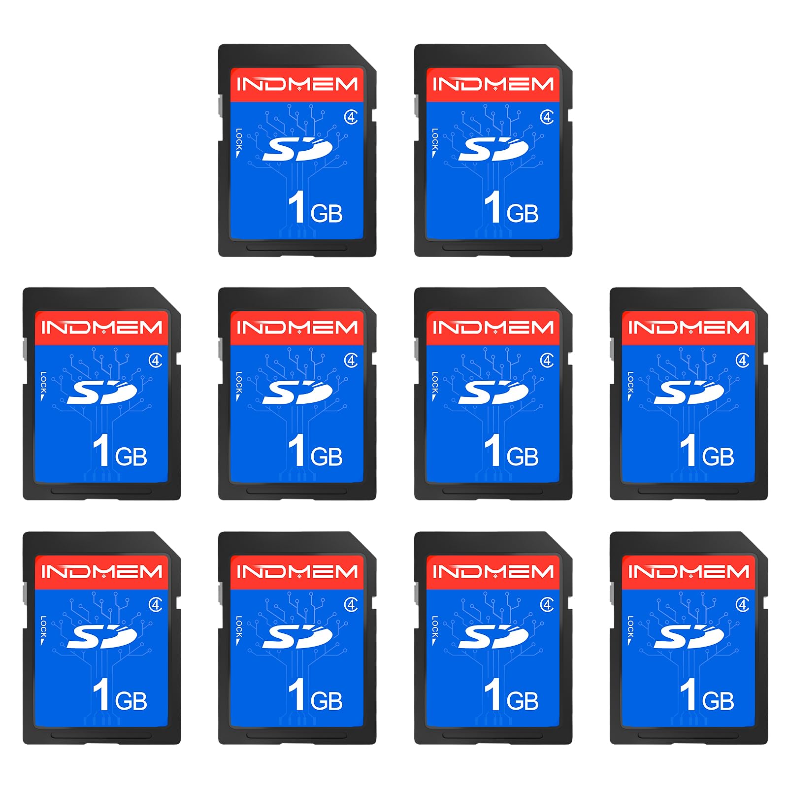 Indmem Sd Card 1Gb, 10 Packs Class 4 1Gb Flash Memory Card Mlc Standard Secure Digital Cards Camera Card