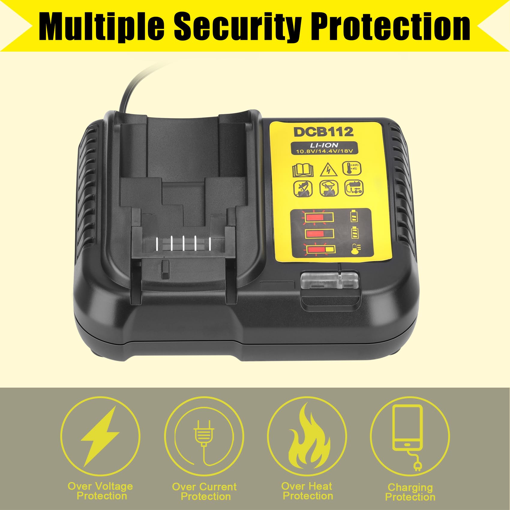 Jyjzpb Dcb112 Battery Charger Compatible For 20V Battery Dcb206 Dcb204 Dcb230 Dcb240 Dcb120 Dcb126 Dcb612 Dcb609 Dcb606 Replacem