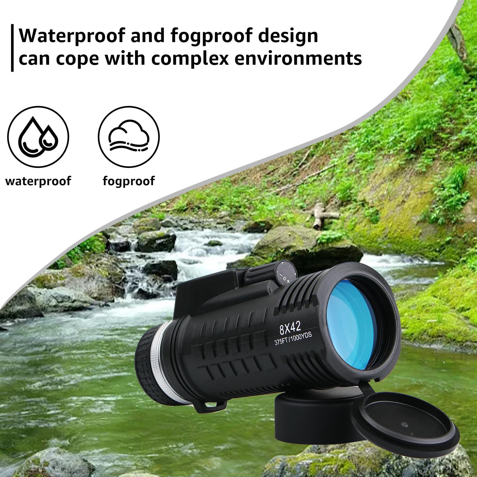 Svbony Sv42 8X42 Monocular For Adults, Compact Monocular Built In Compass Rangefinder, Fmc Waterproof Fogproof Pocket Monocular,