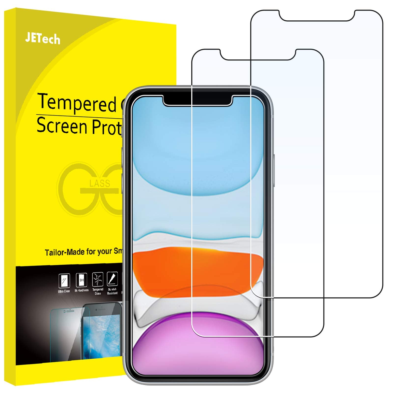 Jetech Screen Protector For Iphone 11 And Iphone Xr 6.1 Inch, Tempered Glass Film, 2 Pack