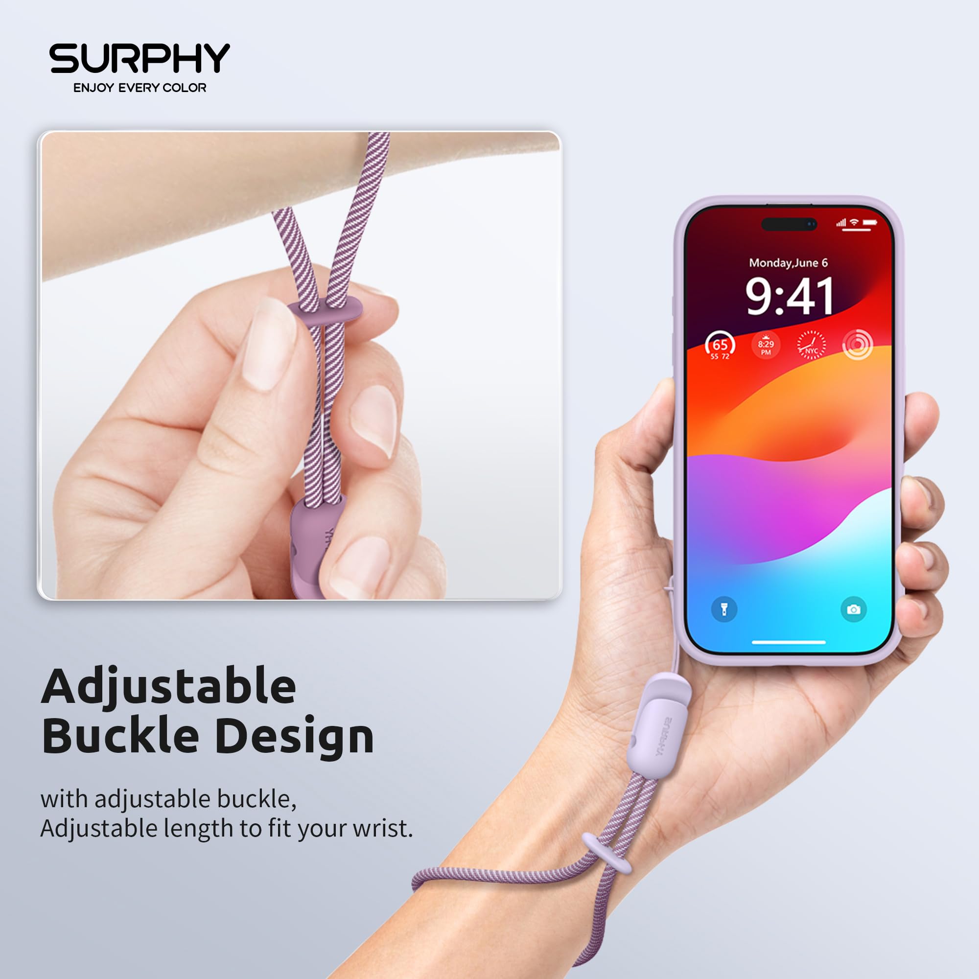 Surphy 2 Pack Lanyard, Phone Strap, Adjustable Phone Lanyard With Two Color Braided, Wrist Strap For Airpods, Camera (Lilac & Li