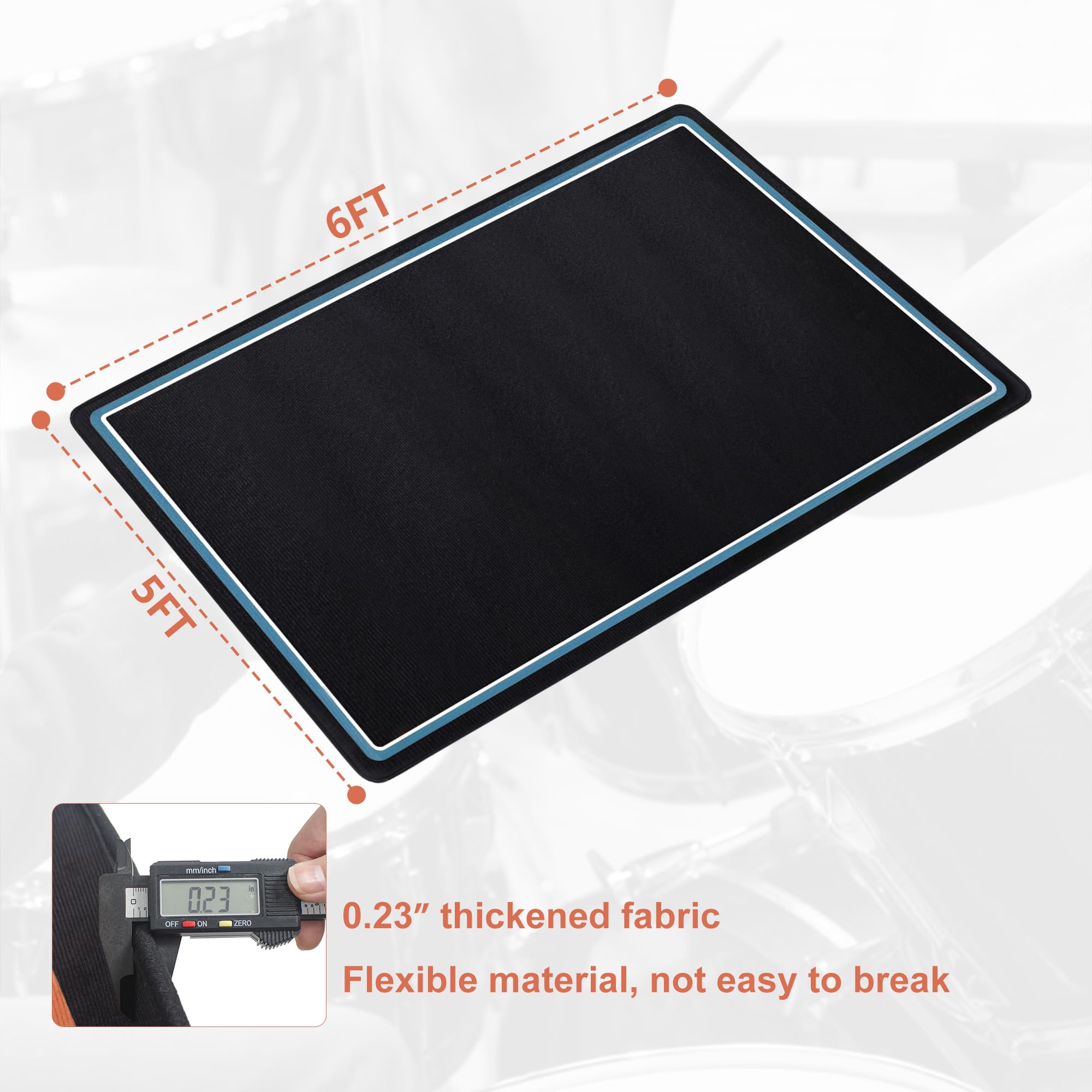 Drum Rug, 5X 6 Ft Drum Mat Carpet Music Rug With Non-Slip Bottom, Soundproof Electrical Pads For Drummers