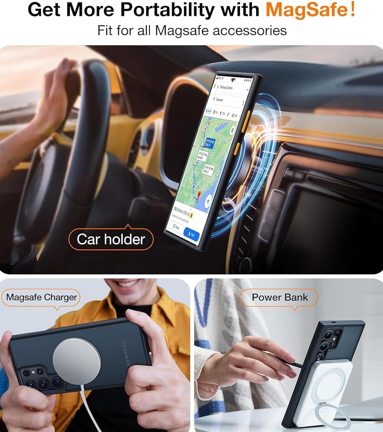 Torras Magnetic Guardian Designed For Samsung Galaxy S23 Ultra Case[Military Grade Drop Tested][Compatible With Magsafe] Semi Cl