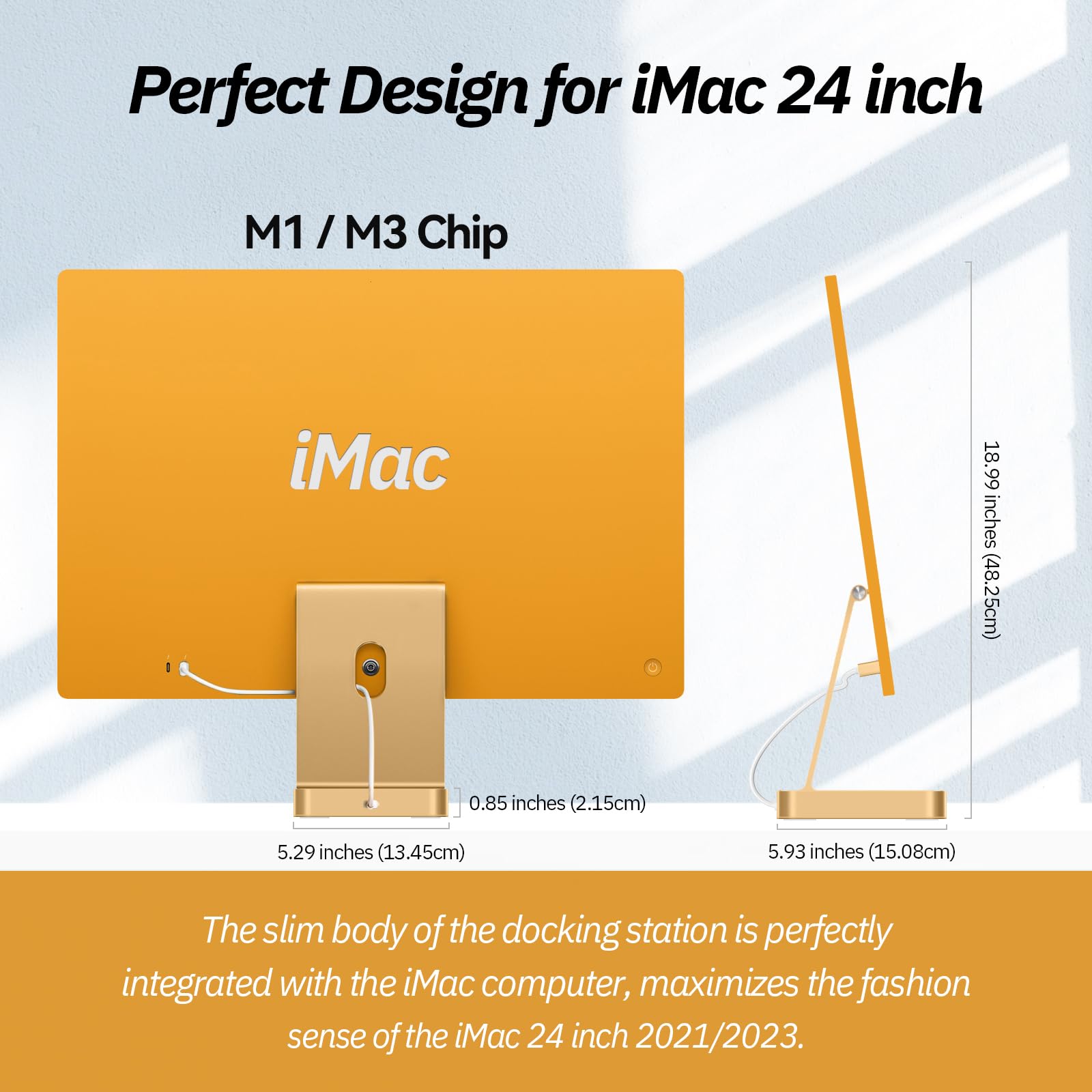 minisopuru USB C Hub for iMac 24 inch 2021/2023/2024 M1/M3/M4 M.2 NVMe SSD 10Gbps Aluminum Yellow DS-802-Y