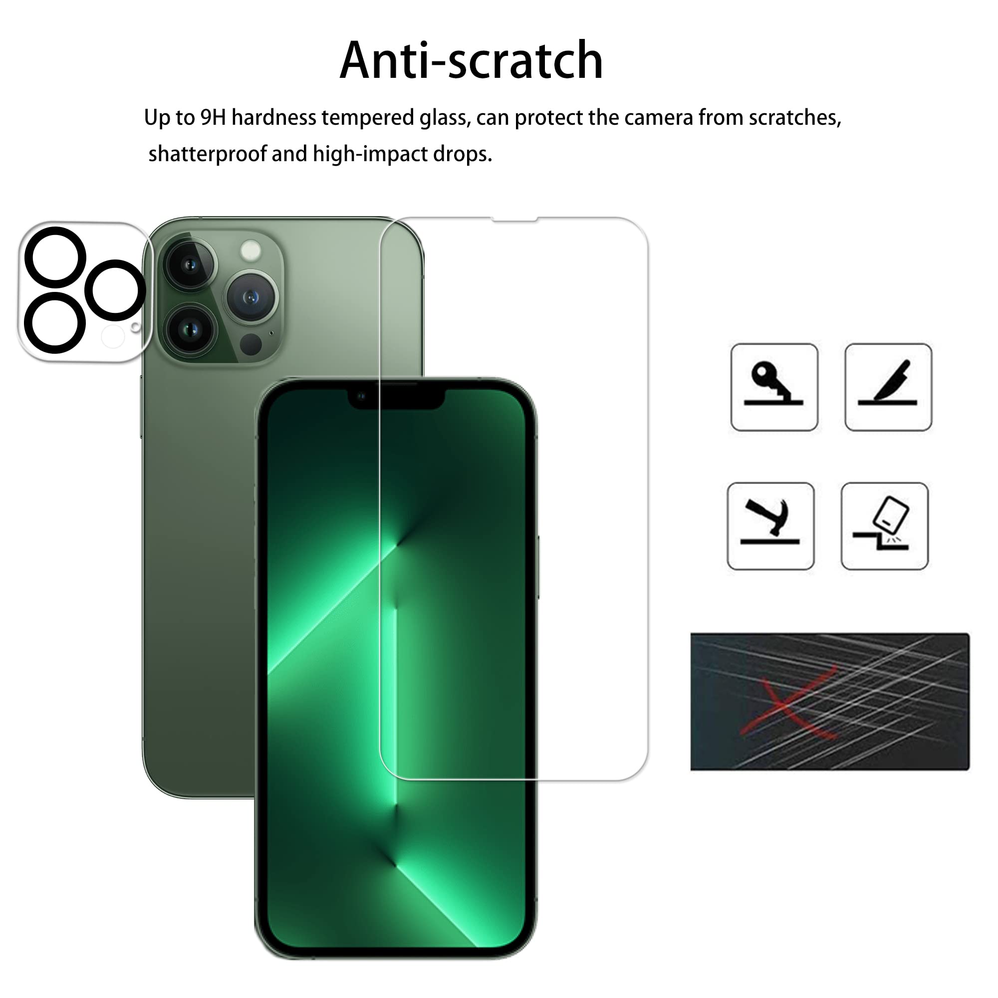 Hkkais Easy Alignment Frame Designed For Iphone 13 Pro Max [6.7 Inch] Tempered Glass Screen Protector 2 Pack Camera Lens Protect