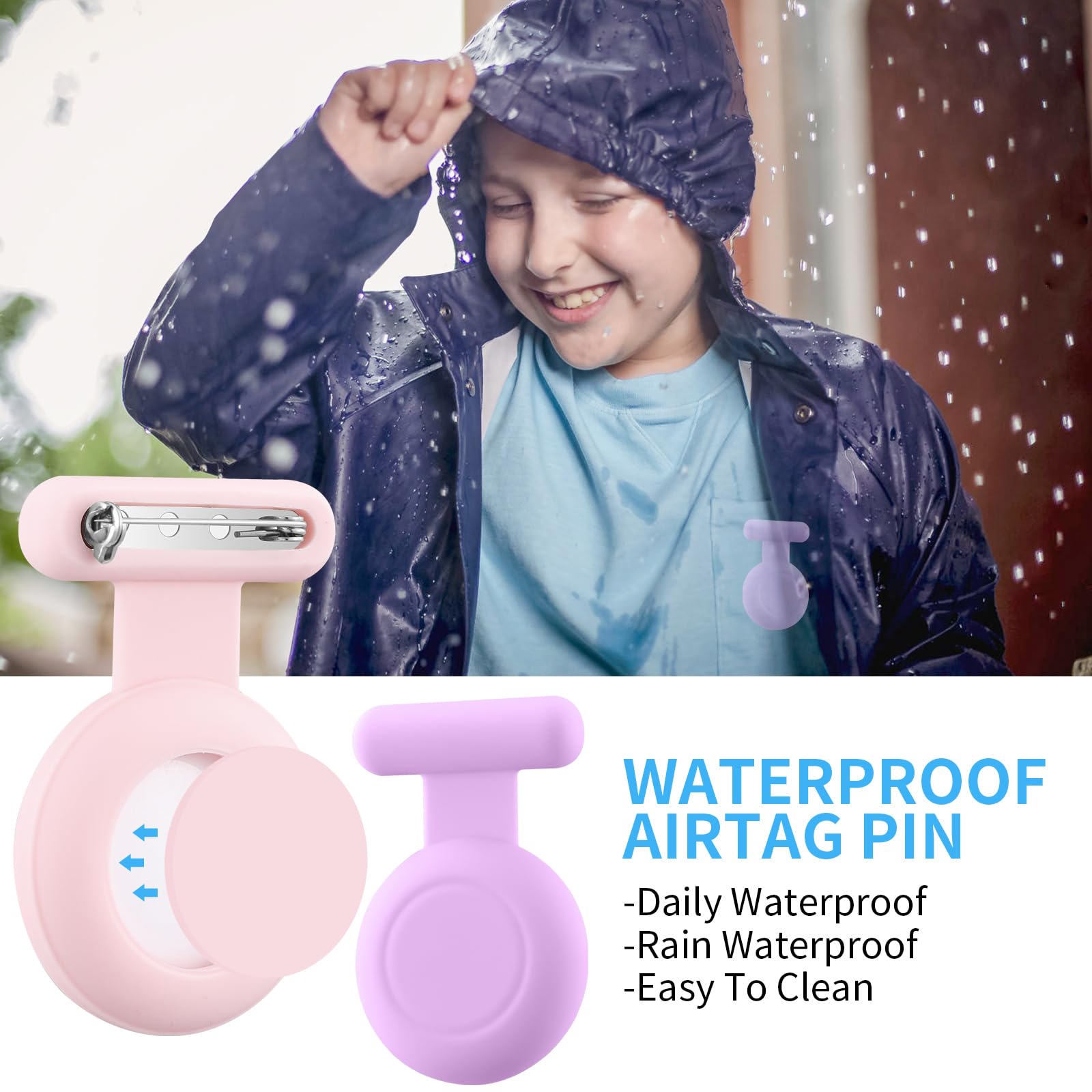 Waterproof Air Tag Holder For Kids (2 Pack), Hidden Air Tag Case With Pin, Gps Tracker Clip Compatible With Apple Airtag, Suitab