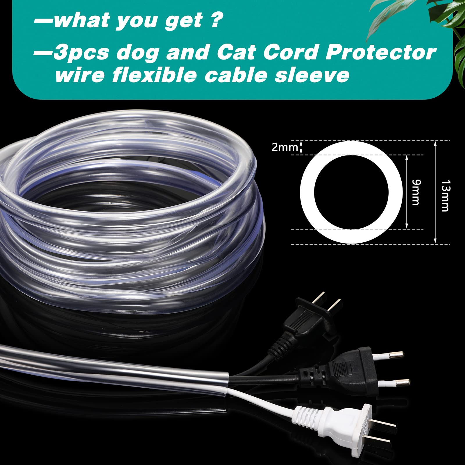 Boao Dog And Cat Cord Protector Clear Pvc Cable Cover Keep Cats From Chewing Cord, Dog Cord Protector Flexible Electrical Wire P