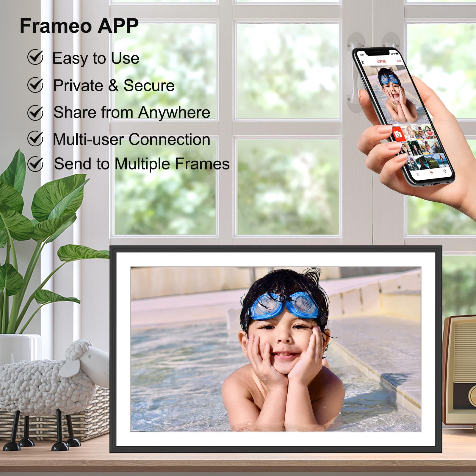 Frameo Digital Picture Frame,15.6 Inch 32Gb Large Wifi Digital Photo Frame With 1920X1080 Full Hd Touchscreen,Wall Mountable,Aut