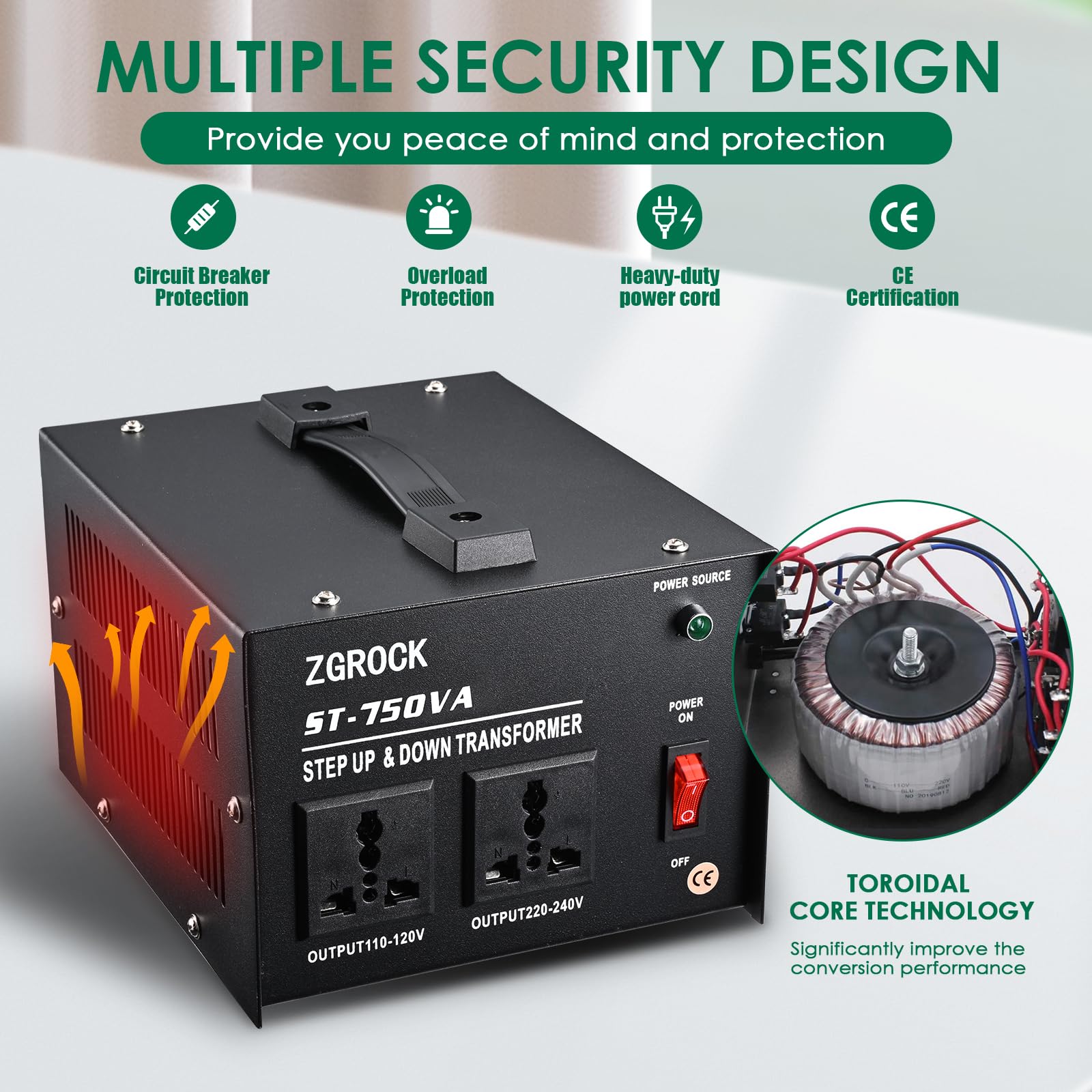 Zgrock Step Up & Down Transformer 3000W, Pc & Appliances Power Supply Outlet Accessory, 110V To 220V/220V To 110V Voltage Conver