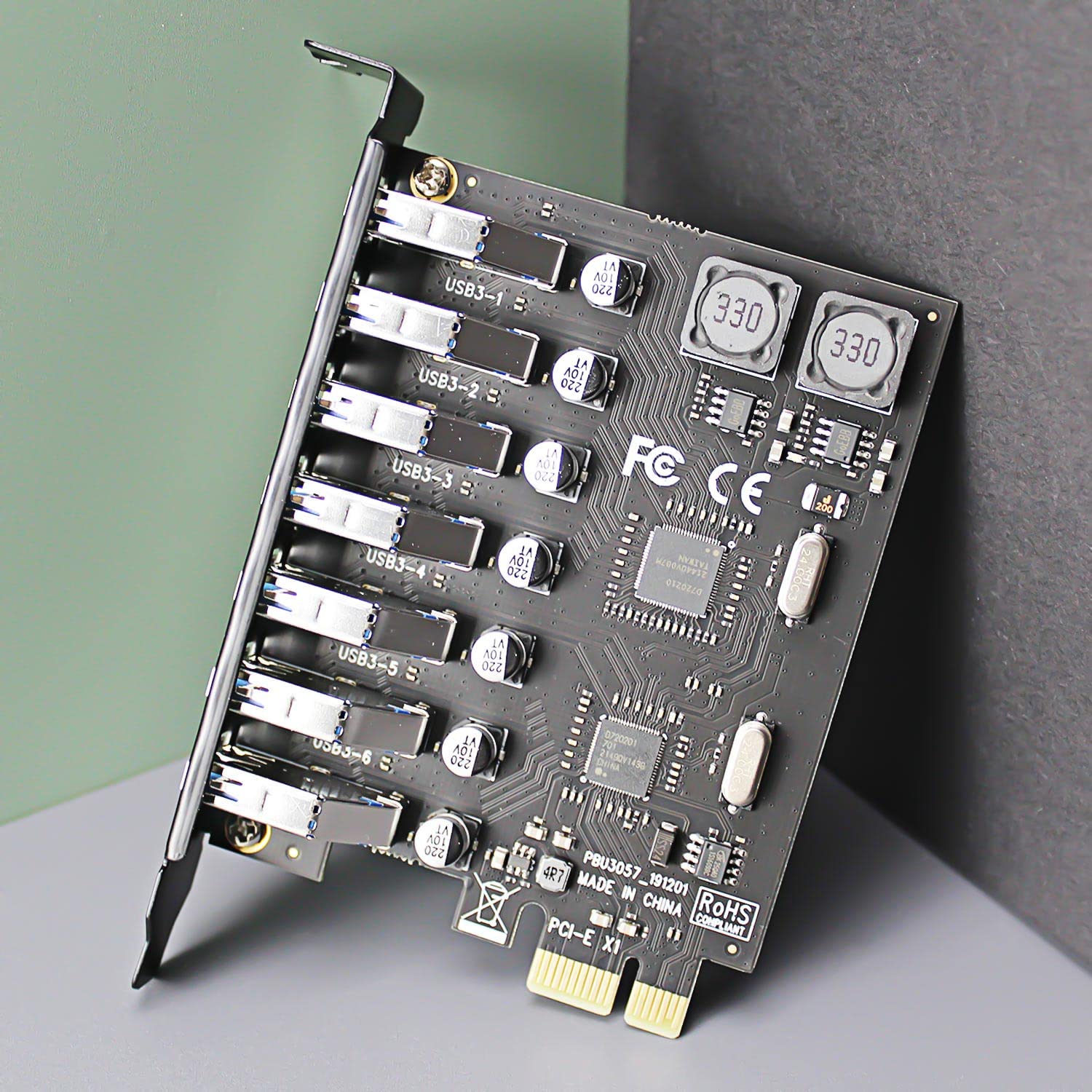 Glotrends U3057 7 Port Usb 3.2 Gen1 5Gbps Pcie Expansion Card, Compatible With Windows And Linux (Not Support Mac Os)