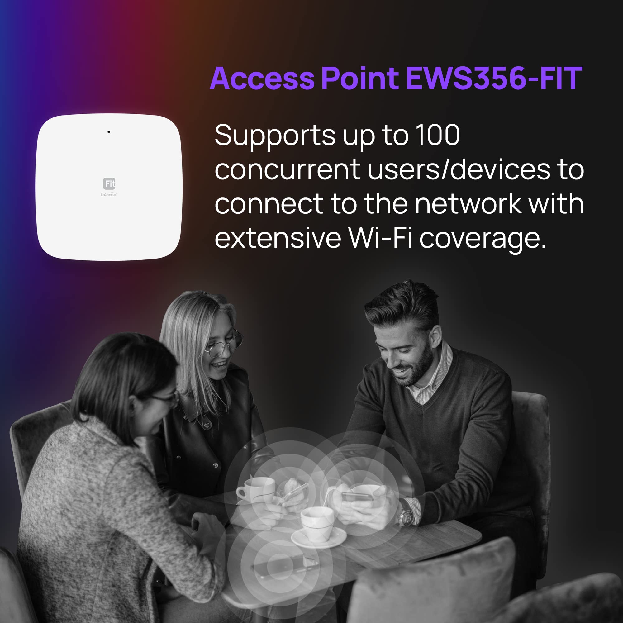 Engenius Wi-Fi 6 [Ews356-Fit] Dual Band Ax3000 | Cloud & App & Onprem Control Options | Wpa3, Mu-Mimo, Mesh & Seamless Roaming -
