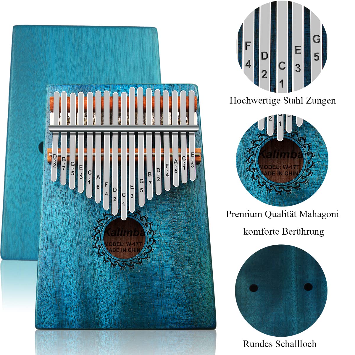 Flsepamb Kalimba 17 Key Thumb Piano With Mahogany Wood Portable Mbira Finger Piano Gifts For Kids And Piano Beginners Profession