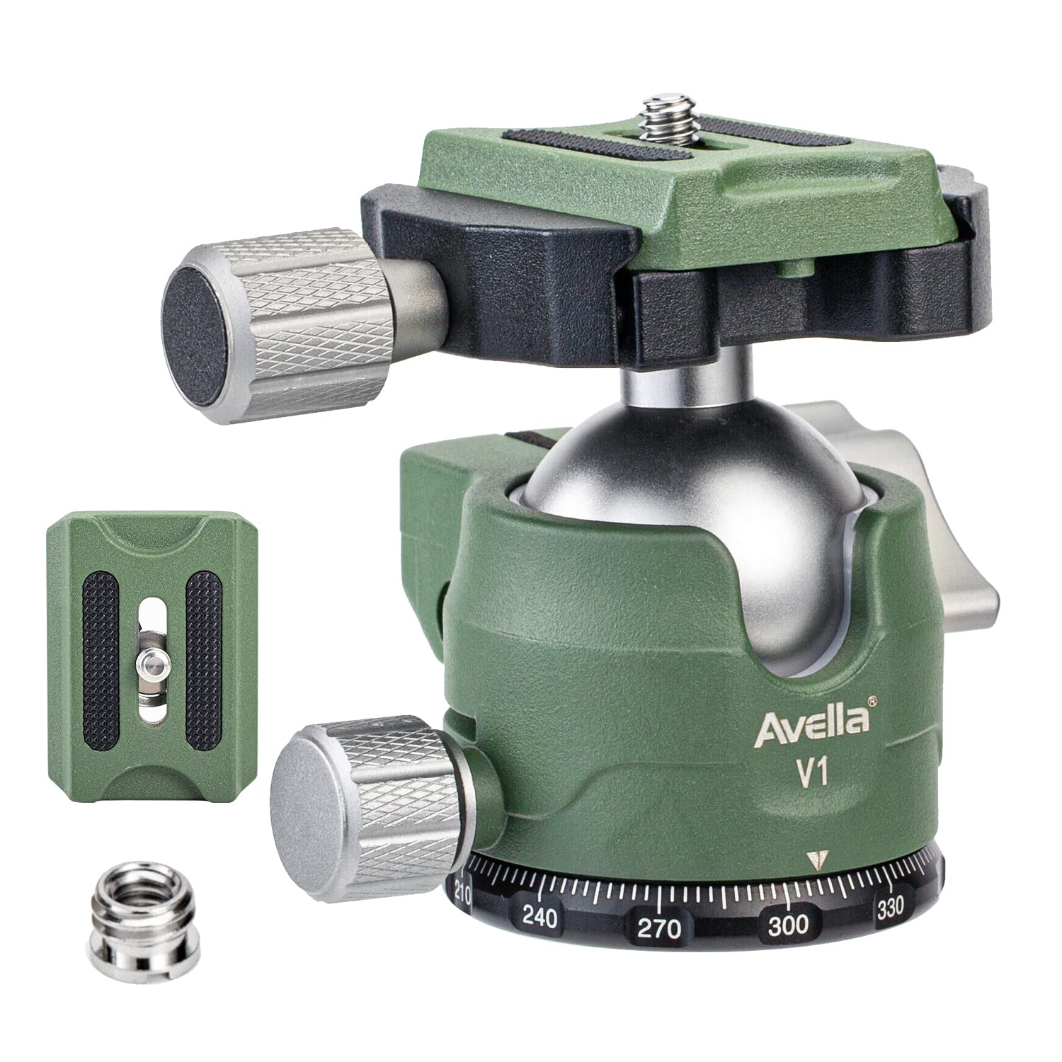 Avella V1 Dslr Camera Tripod Ball Head 38Mm, 360 Degree Swivel,U Shaped Groove Design, For Canon Nikon Sony Olympus Panasonic Dslr Camera Green