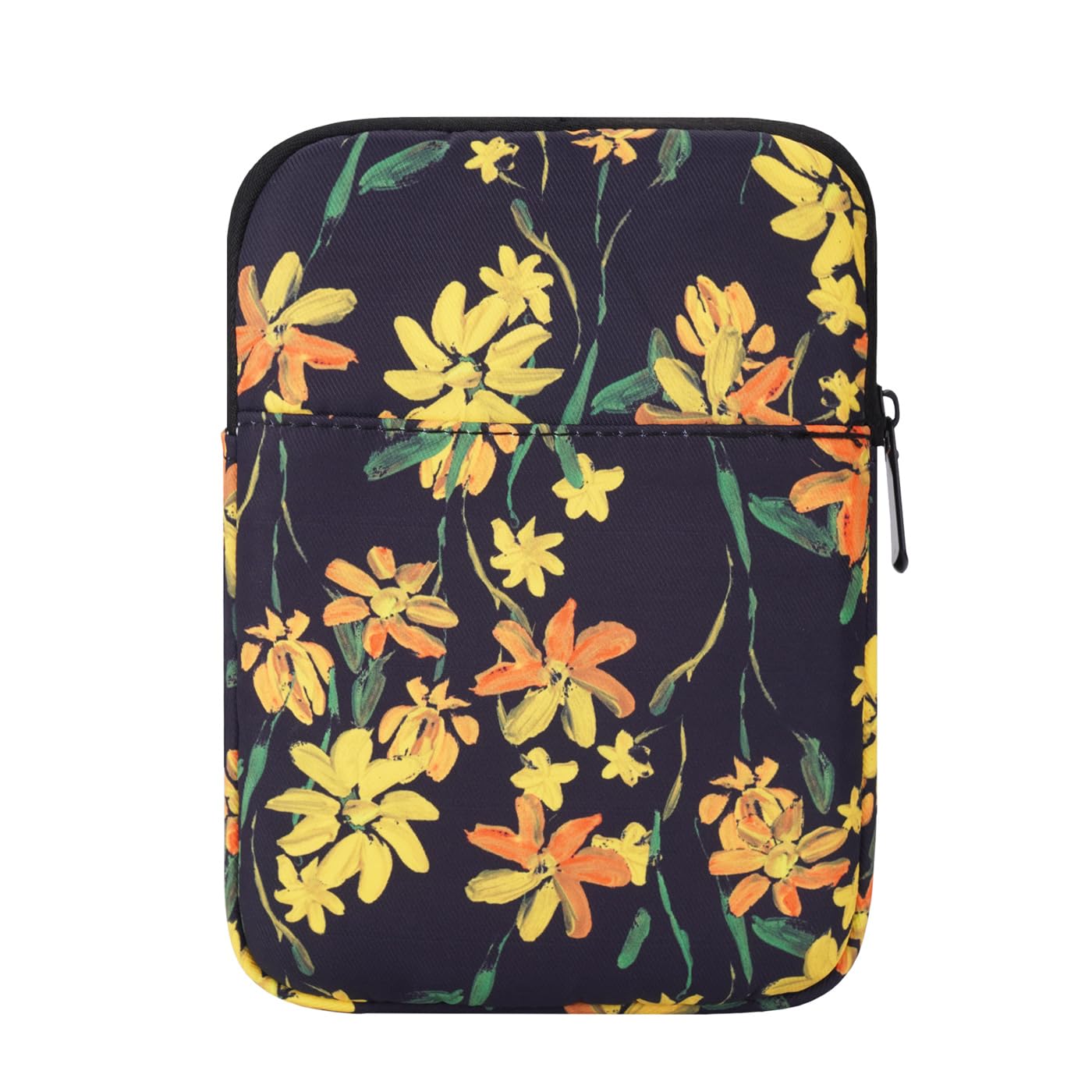 6.8 Inch Sleeve Bag, Protective Nylon Case Cover Compatible With All New Kindl/Kids E Reader Tablet Devices (Black Flower)