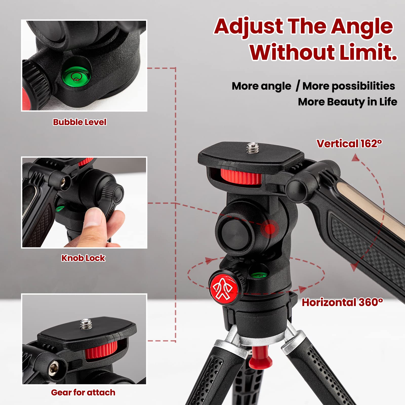 Goocong Mini Tripod For Camera, Small Camera Stand Tripod Phone Holder For Video Recording Vlogging Handle Grip With Cell Phone