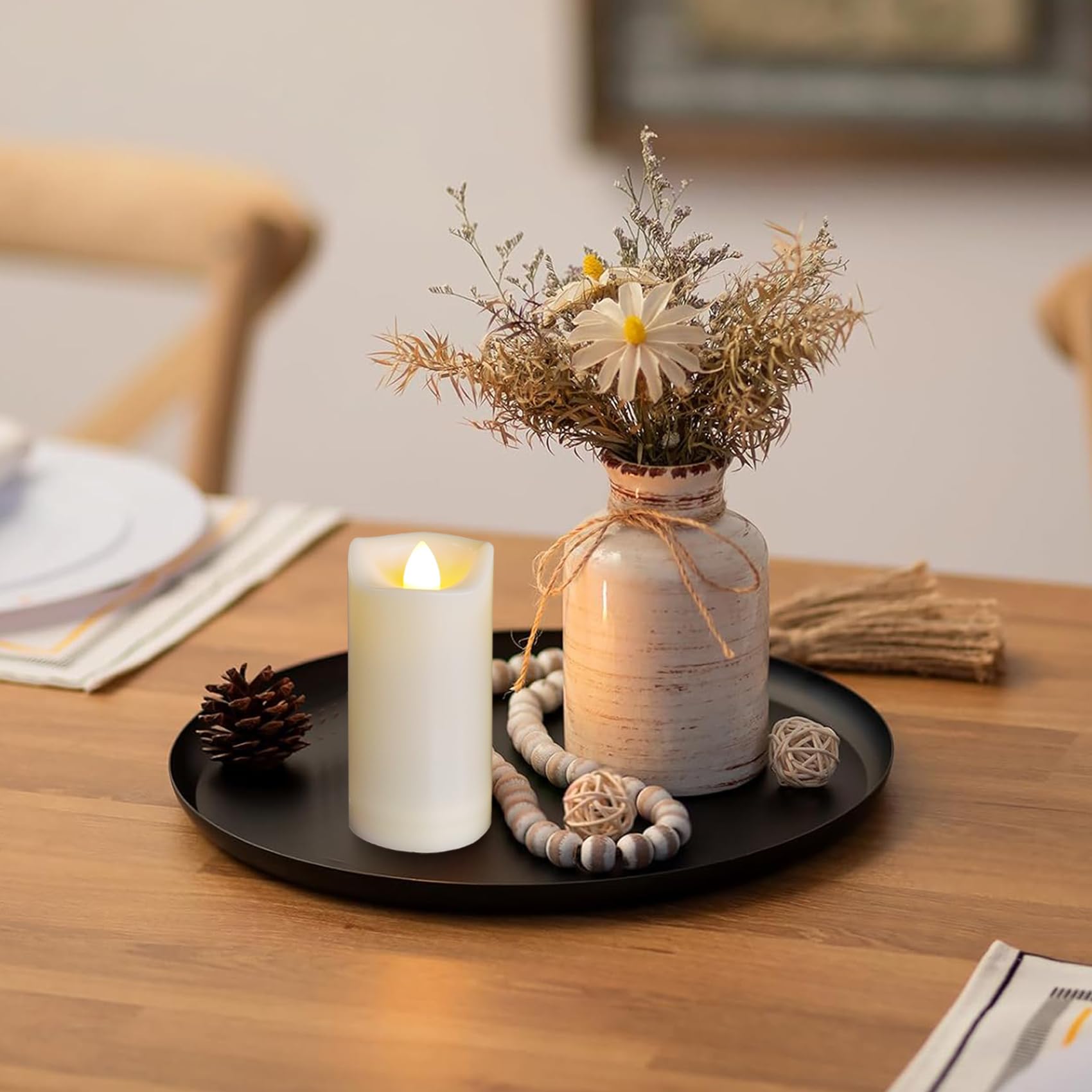 2''X4'' Outdoor Led Battery Operated Candles With Timer/Remote 4 Pack Plastic Flickering Waterproof Flameless Candles Wedding Pa