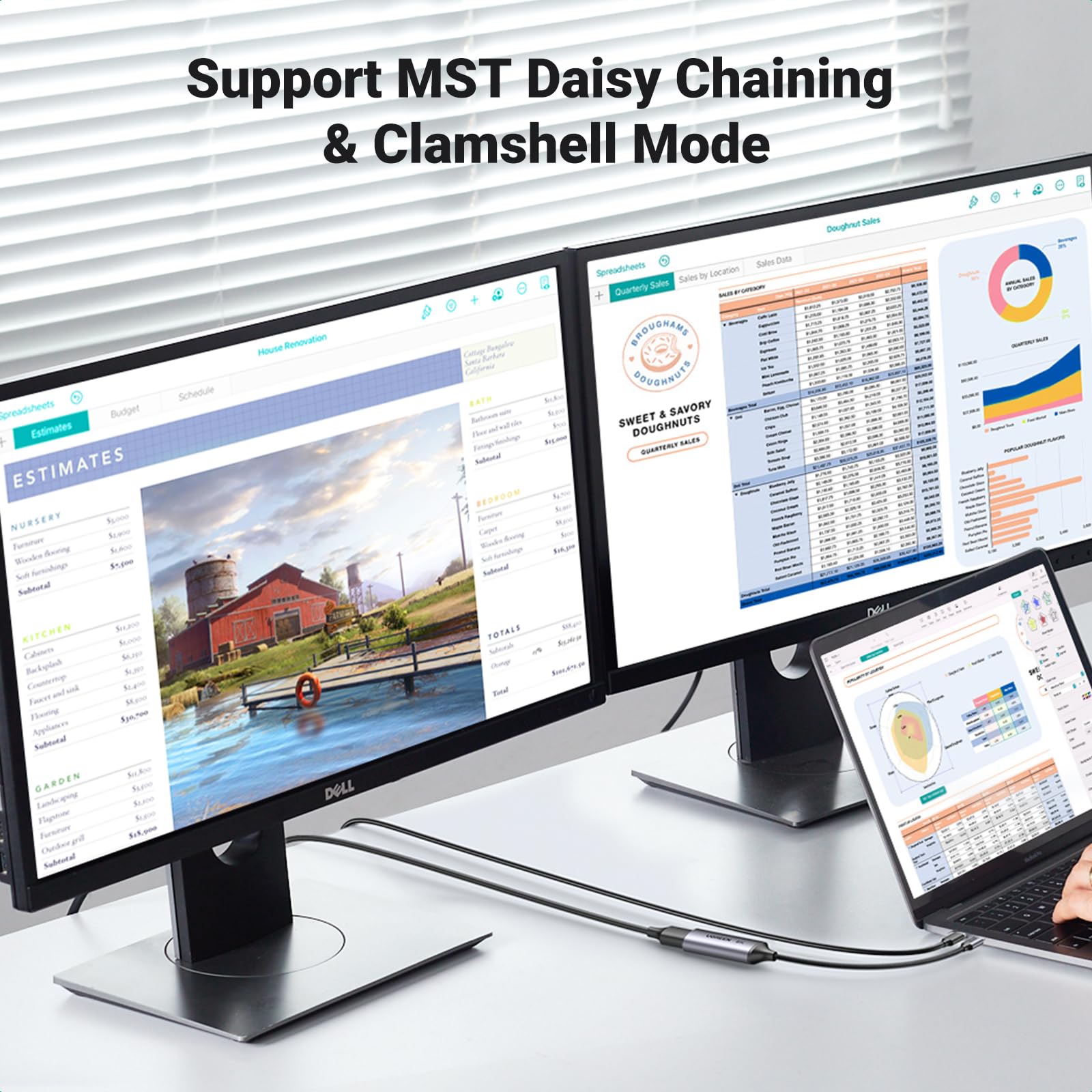 Ugreen 8K@60Hz Usb C To Displayport 1.4 Adapter Cable 4K@240Hz Hdr Thunderbolt 4/3 To Display Port Converter Usb C To Dp 1.4 Bra