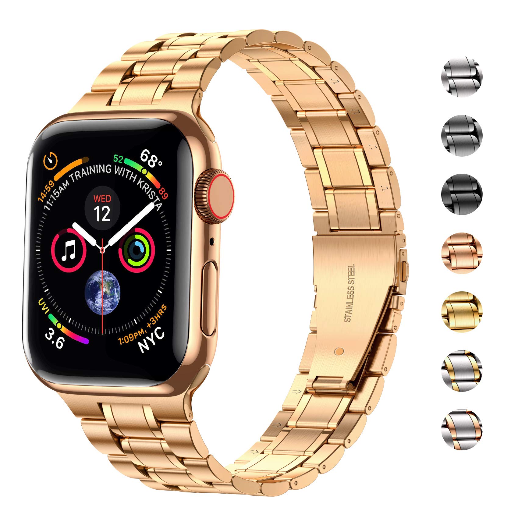 Miohhr Solid Stainless Steel Band Compatible With Apple Watch 45Mm, Metal Strap With Soft Tpu Case For Iwatch Series 9 8 7 45Mm