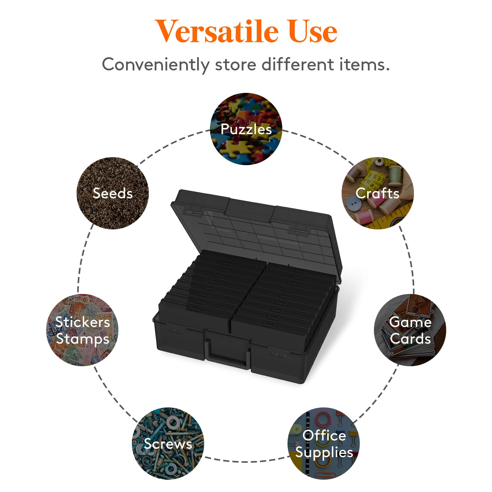 Lifewit Photo Storage Box 4X6 Photo Case, 18 Inner Photo Keeper, Black Photo Boxes Storage With 1 Sheet Label Sticker, Seed Orga