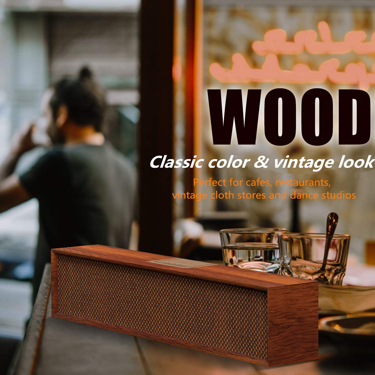 Computer Speakers, Wood Wireless Sound Bar Speaker For Desktop, Pc Speaker With Bluetooth 5.3 & Wired Usb Connection For Monitor, Laptop, Tablets, Cellphone