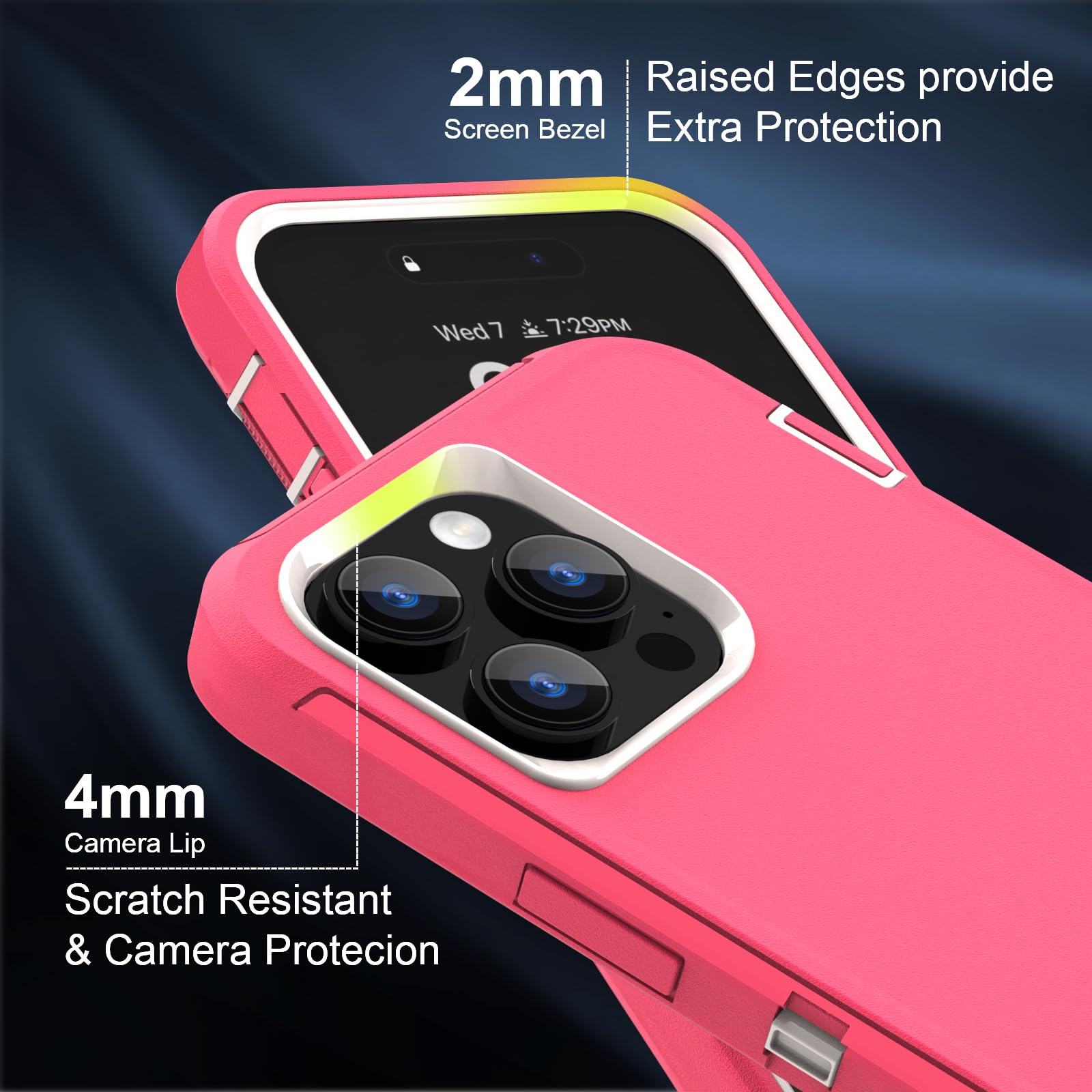 Sansunto Full Body Protection Shockproof Silicone Rubber Phone Case for iPhone 13 Pro Max 12 Pro Max Rose