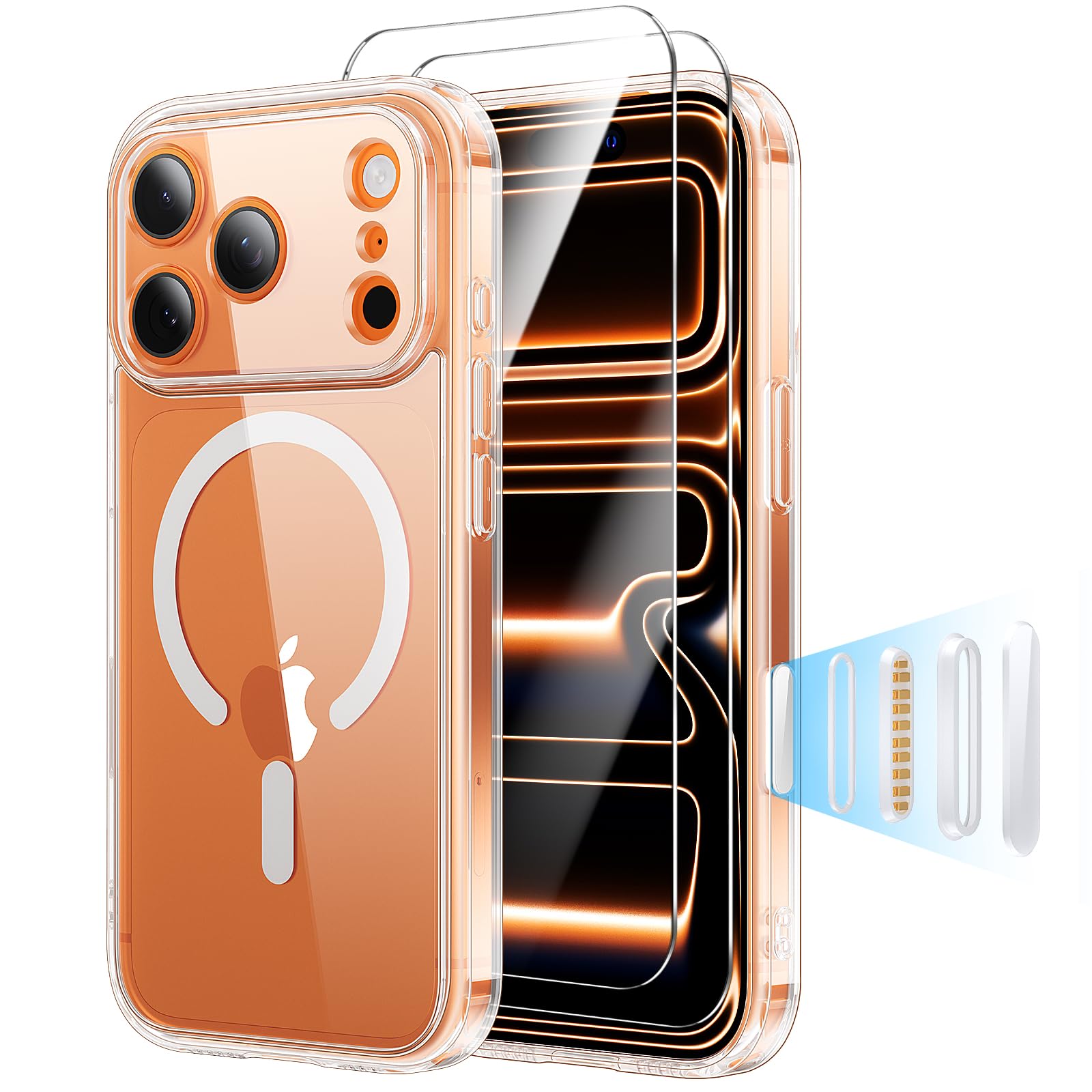 Gyizho Anti-Yellowing for iPhone 17 Pro Max Case with 2X Screen Protectors, [Compatible with MagSafe] [12FT Military Grade Drop]
