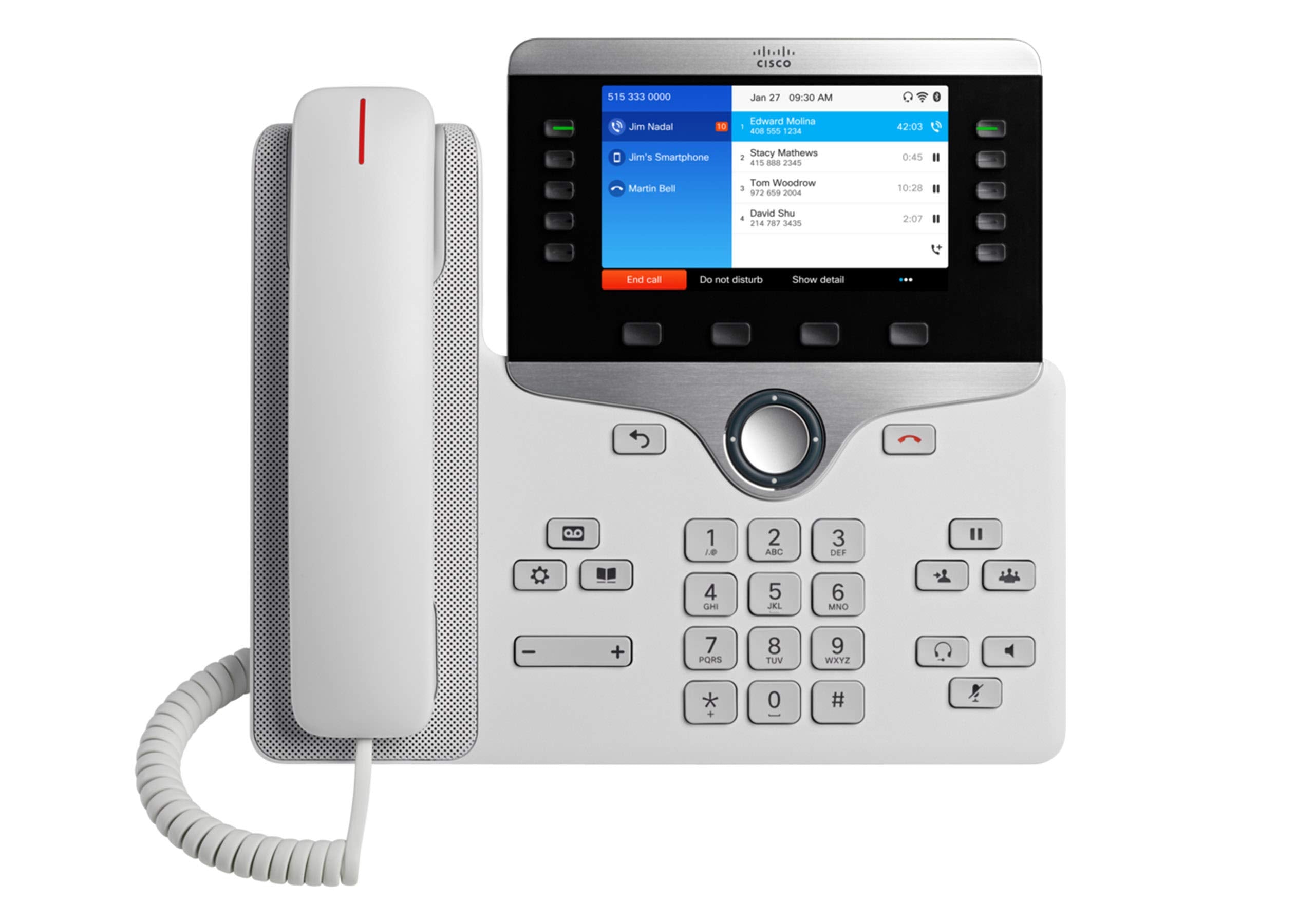 Cisco Ip Business Phone 8861, 5 Inch Wvga Color Display, Gigabit Ethernet Switch, Class 4 Poe, Wlan Enabled, 2 Usb Ports, 10 Sip