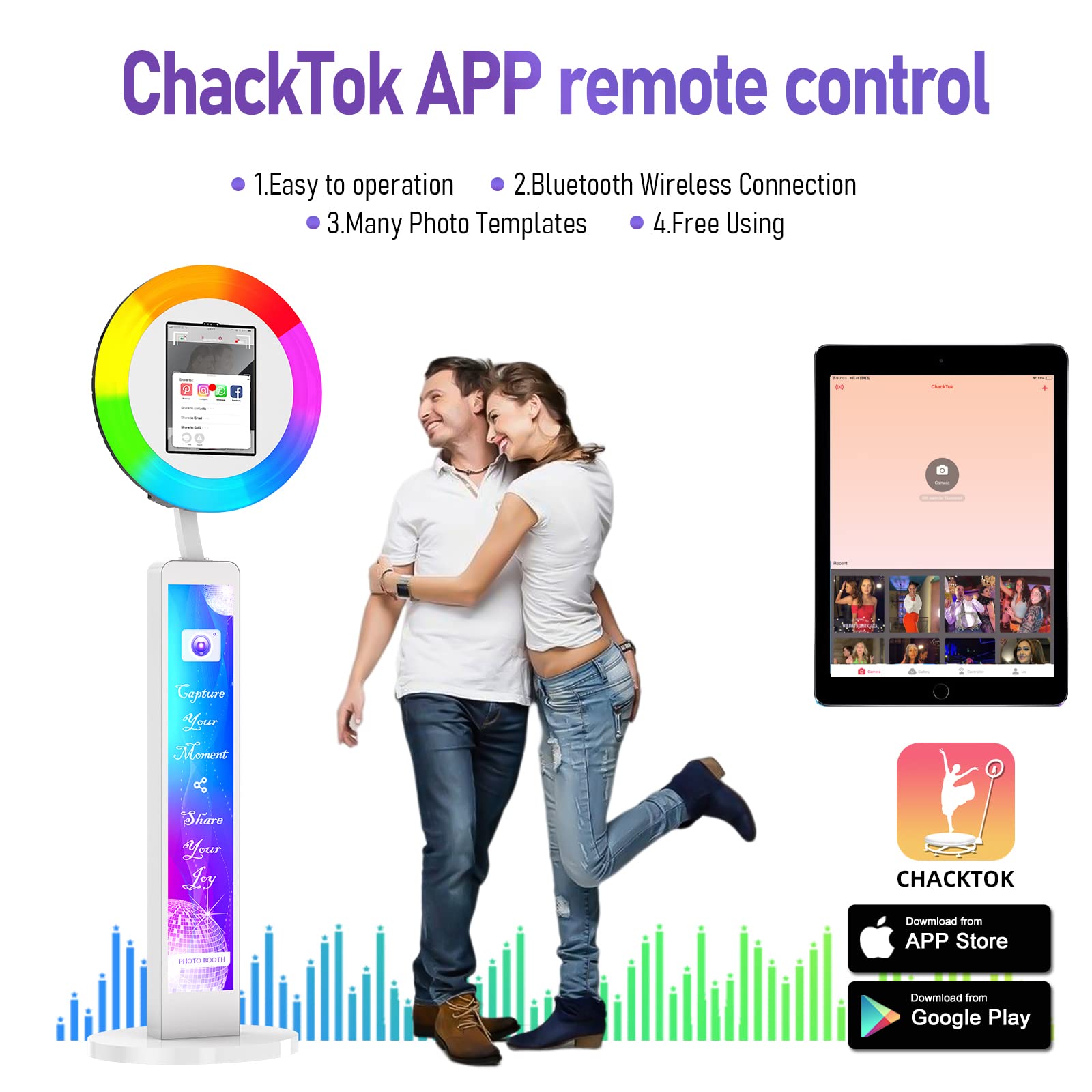 Harzhi Portable Photo Booth Compatible With Ipad 12.9In 10.9In 10.2In, For Ipad Photo Booth Shell Stand Stand Software App Contr