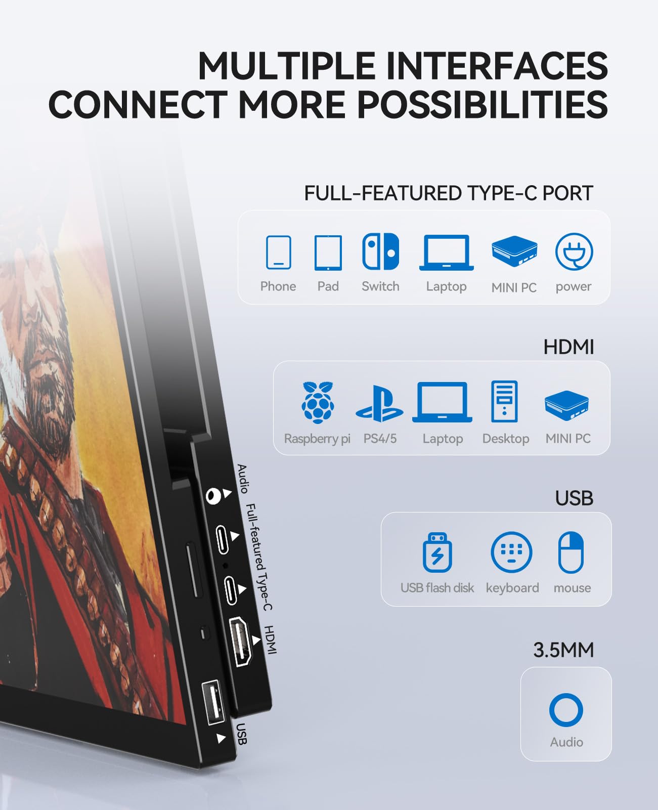 Portable Monitor Touchscreen 15.6 Inch 1080P Fhd Ips Screen With Tempered Glass Metal Frame Kickstand, Travel Gaming Monitor Wit