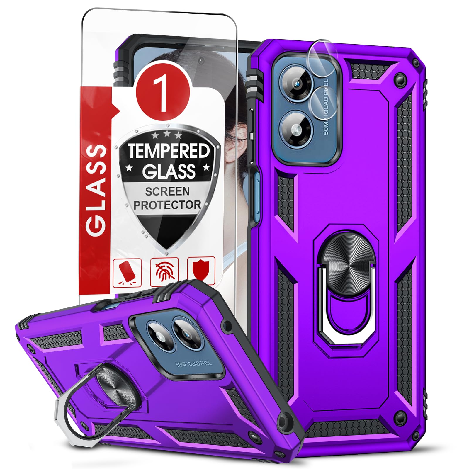 Leyi For Moto G Play 2024 Phone Case, Motorola G Play 2024 Case With Screen Protector And Camera Lens Protector, Military Grade