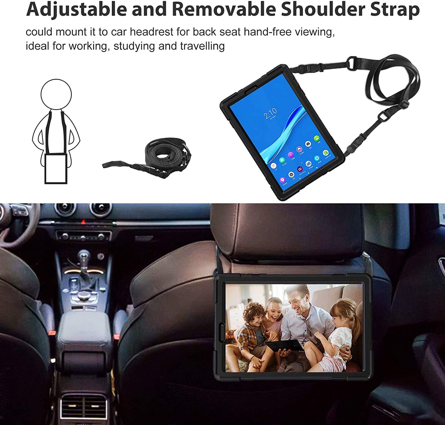 Dreamerx Kids Case For Lenovo Tab K10 / M10 Plus 2Nd Gen 10.3 Inch 2021/2020, Rugged Silicone Case Cover W/Stand Hand Strap Carr