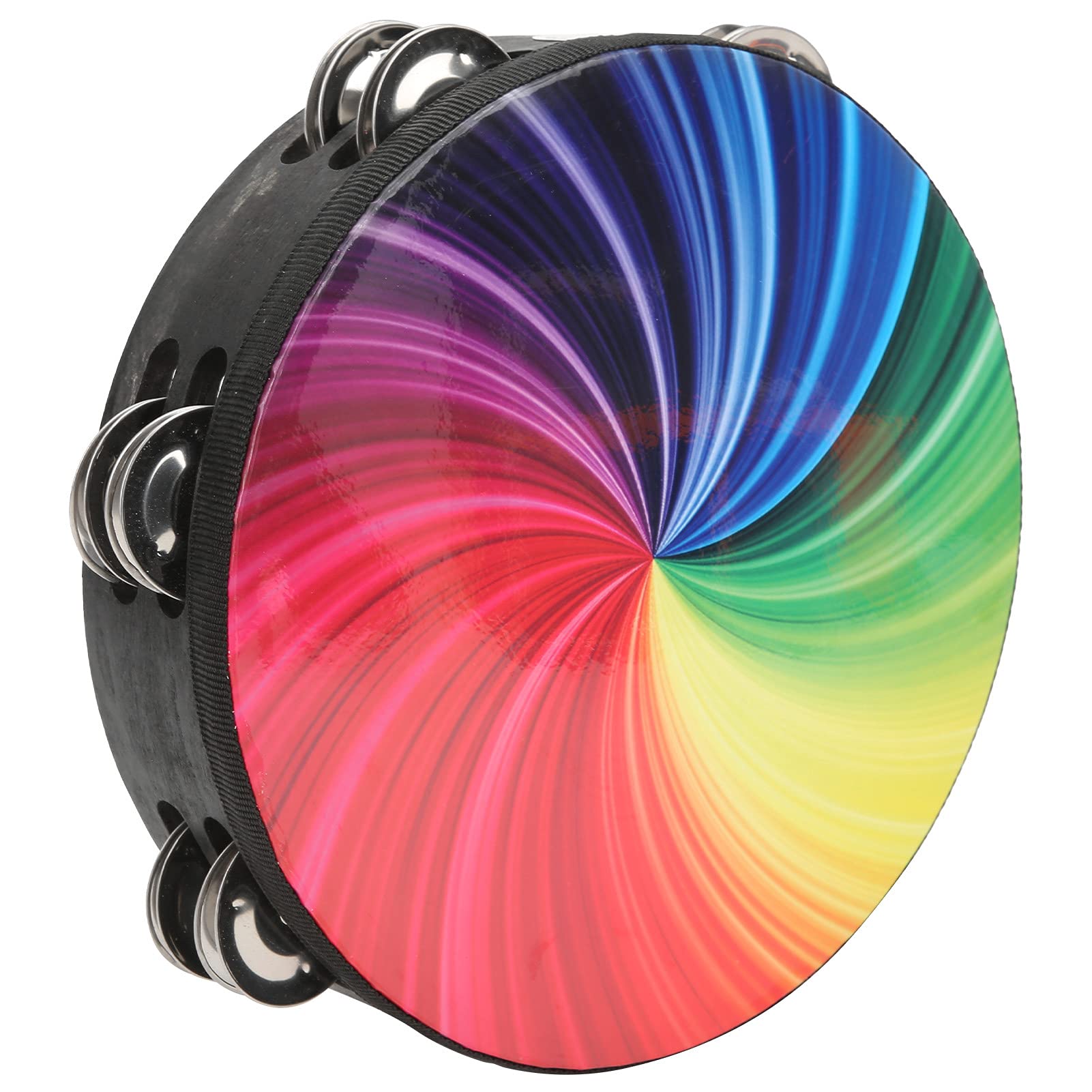 EXCLUZO Bell Tambourine, Hand Drum Colorful Crisp Sound Percussion Instrument Handheld Fine Polishing for Children for Rhythm Tr