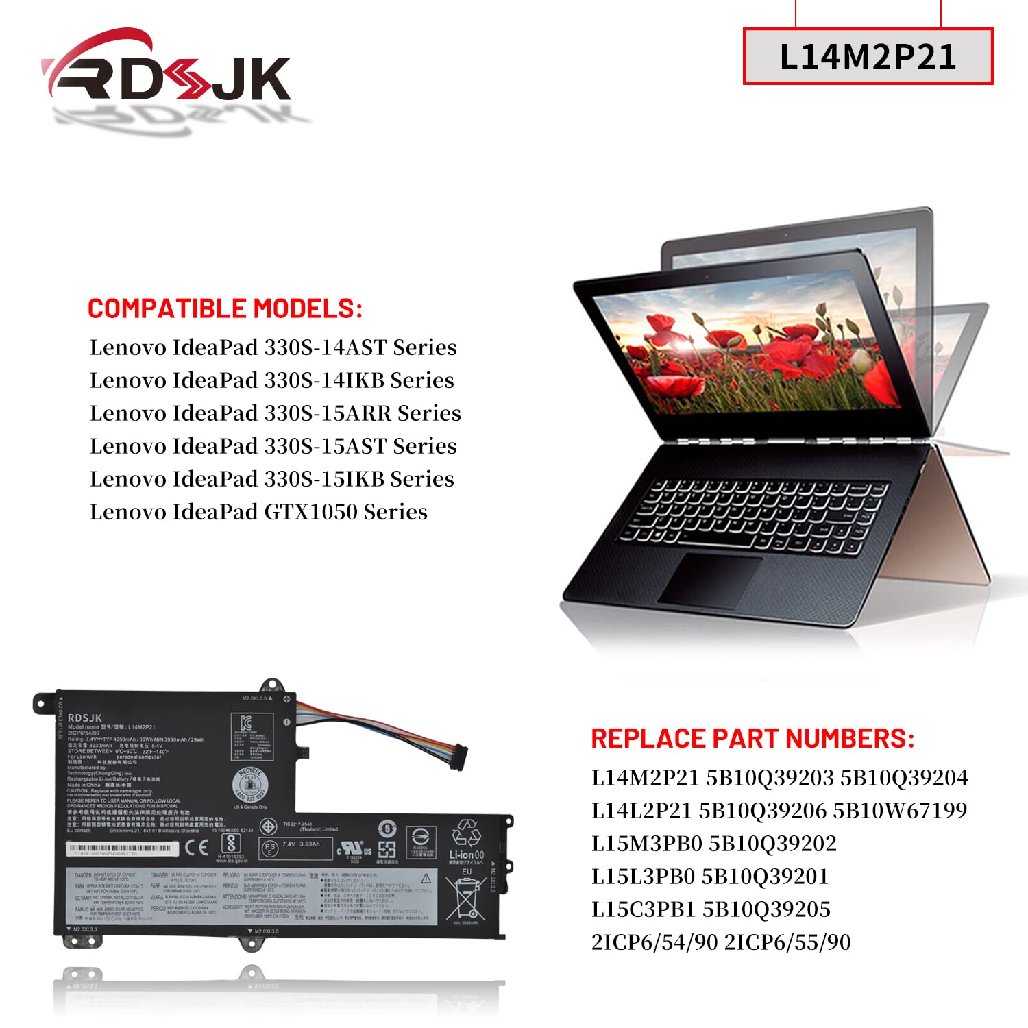 L14M2P21 L14L2P21 Laptop Battery For Lenovo Ideapad 330S 330S 14Ast 330S 14Ikb 330S 141Kb 330S 15Arr 330S 15Ast 330S 15Ikb Gtx10
