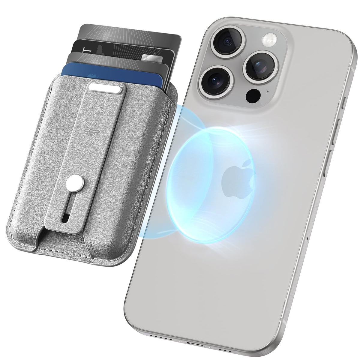 Esr For Magsafe Wallet, Iphone Wallet With 5 Card Holder, Secure Grip Finger Loop, Magnetic Wallet For Iphone 15/14/13/12 Series