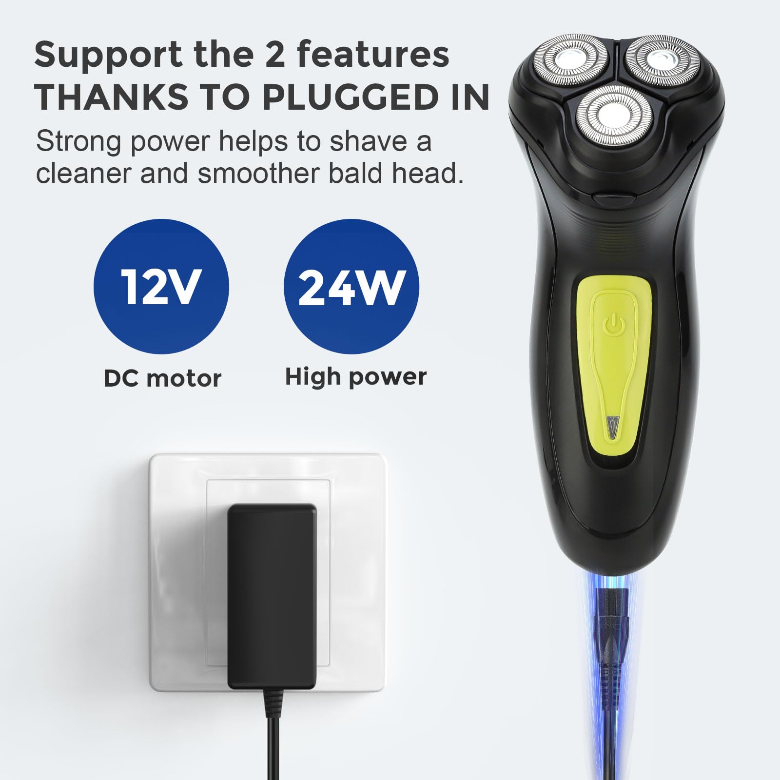 Bluefire Head Shaver For Bald Men, Corded 3D Electric Rotary Shavers With Pop Up Trimmer,Bald Head Close Shaver For Men, Rotary