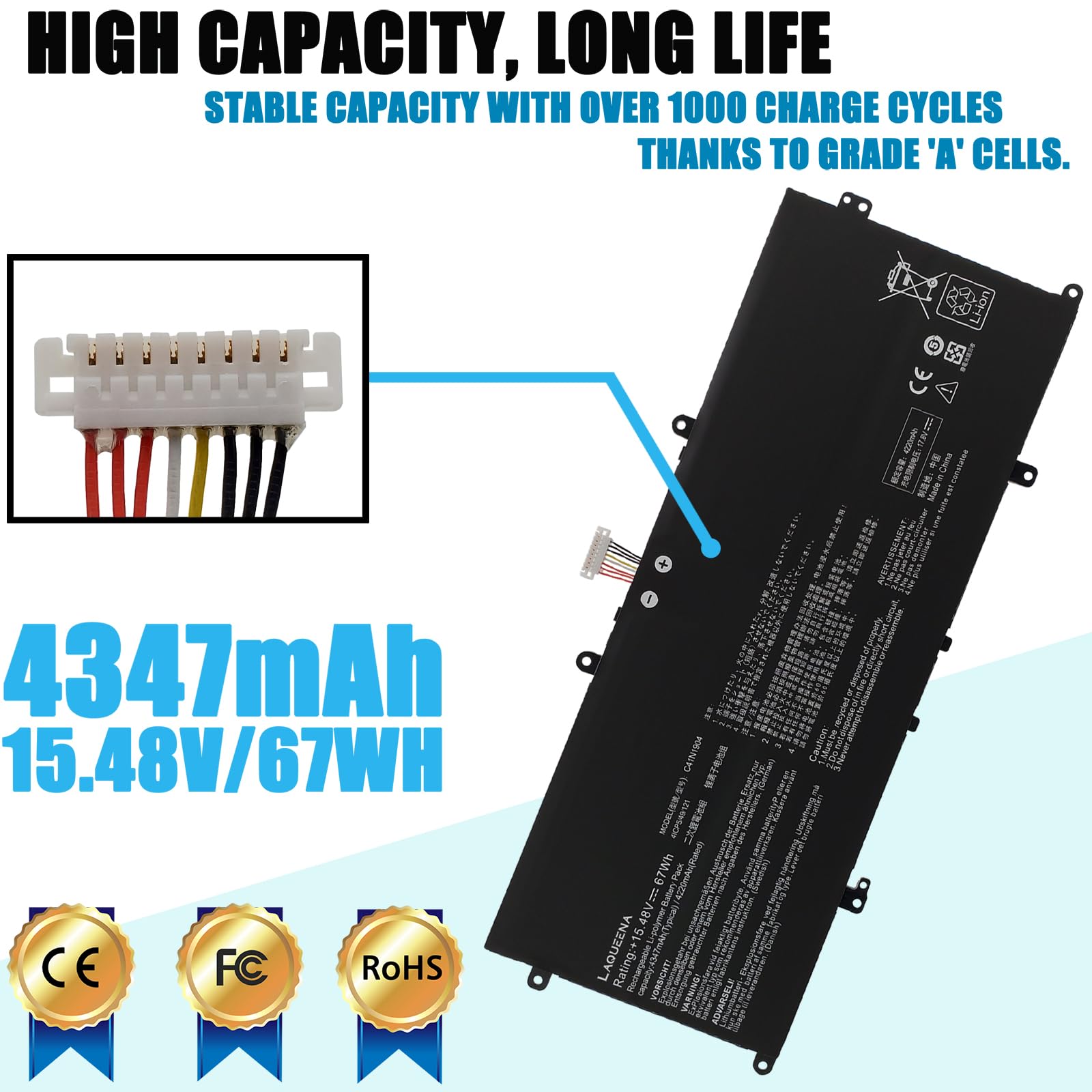 Laqueena C41N1904 Laptop Battery Compatible With Asus Zenbook 14 Um425Ia Ux425Ea Ux425Ja 13 Bx325Ja Ux325Ea Ux325Ja Ux325Sa Um32