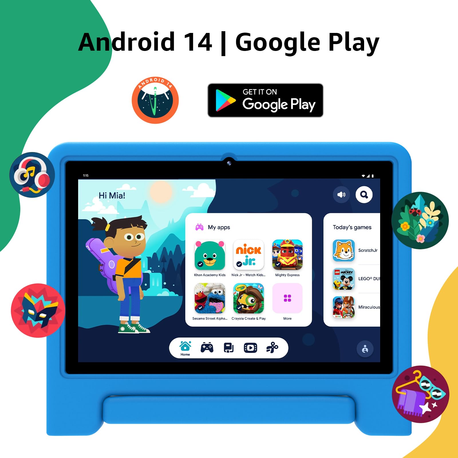 Apolosign Kids Tablet-2024, Android 14 Tablet For Kids, 10.1-Inch Tablet For Toddlers, Octa-Core, 6(3+3) Gb Ram,64Gb Rom, Parent