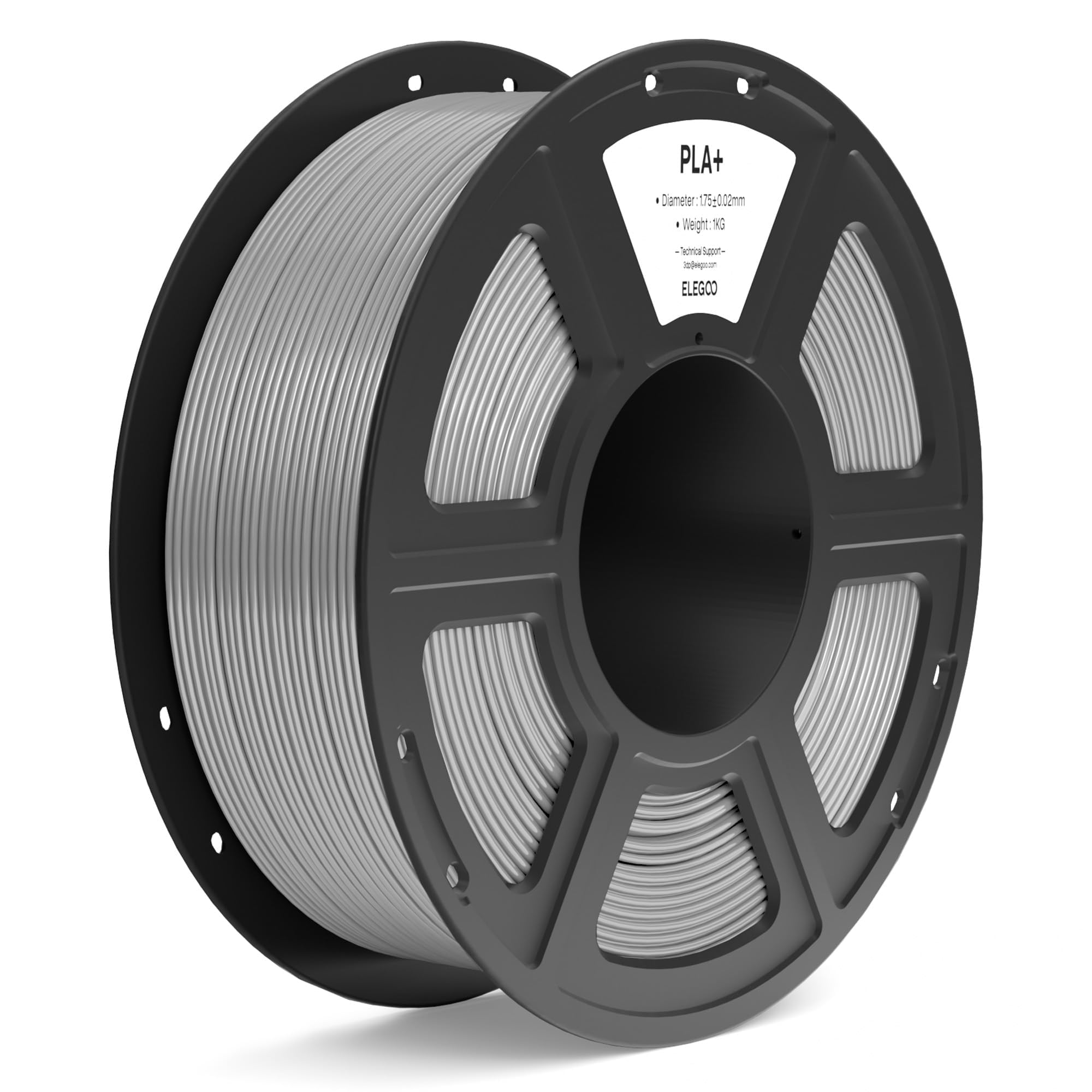 ELEGOO PLA+ Filament 1.75mm Gray 1KG, Tough PLA Plus 3D Printer Filament Dimensional Accuracy +/- 0.02mm, 1kg Spool(2.2lbs) Fits