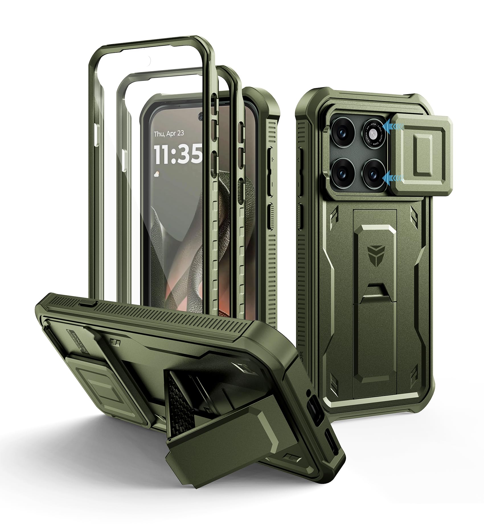 Dexnor for Motorola Moto Edge 2026 Case, [2 Front Frame] [Builtin Magnetic Slide Camera Cover & Kickstand] Heavy Duty Protectio