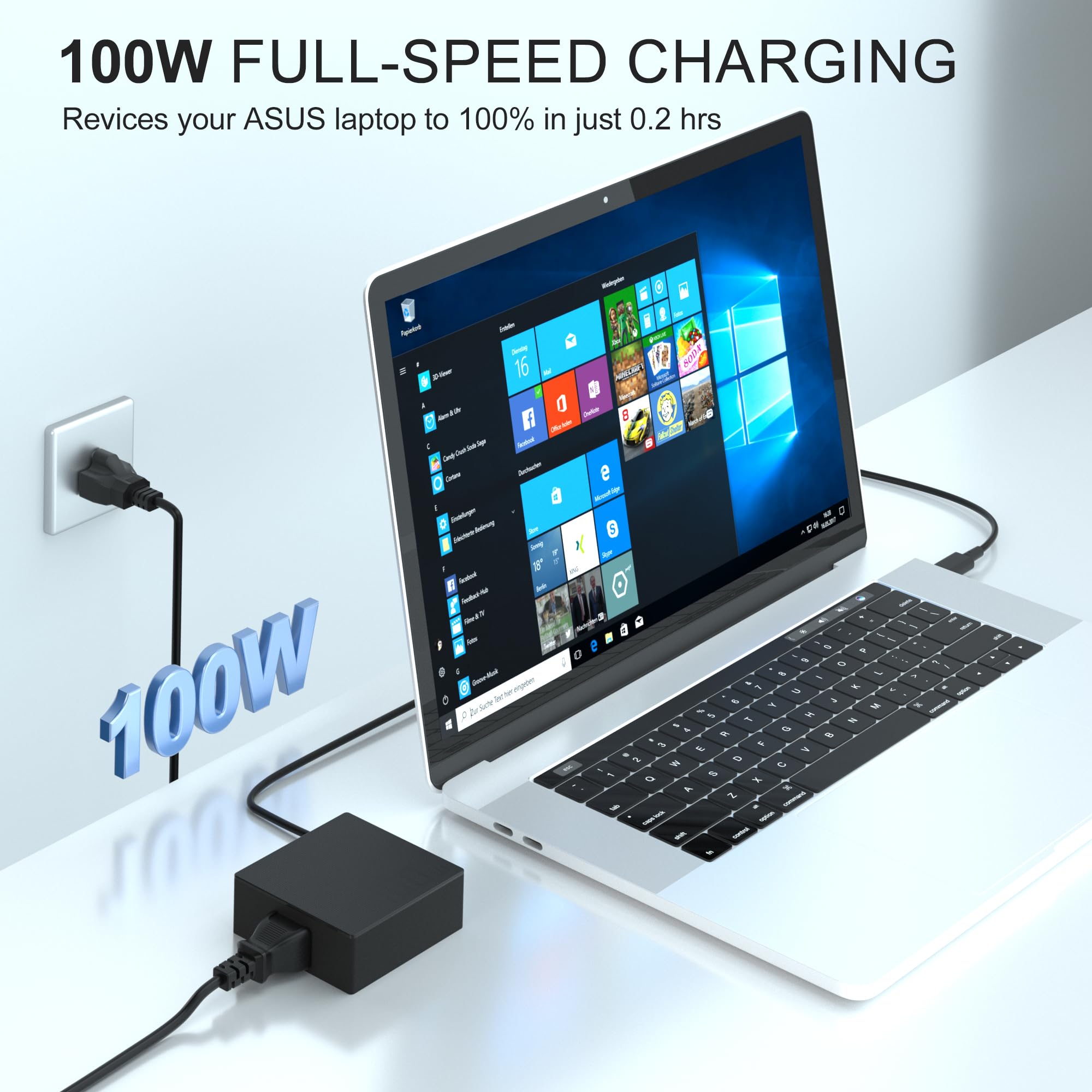 100W Usb C Laptop Charger For Asus   Fit For Asus Rog A20 100P1A, Flow Z13 X13 Gv301 Gz301 Ga401Qm Ga503Qm G533Qm, Zenbook 14 14