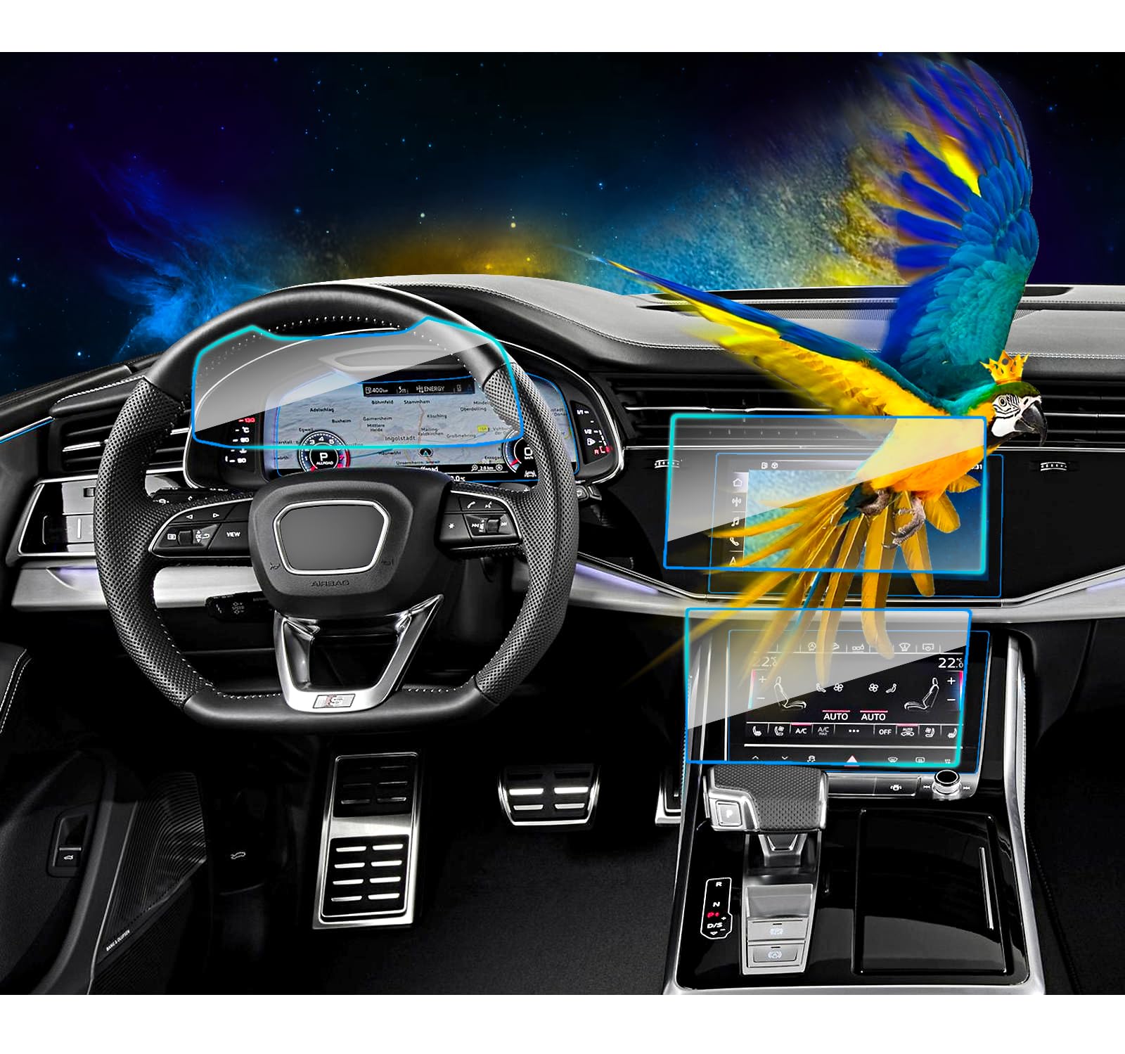 Eueky 2024 2025 2023 2020 Audi Q7 / Q8 10.1 Inch Screen Protector Navigation A Smaller 8.6 Incher Located Below,Dashbord Tempere